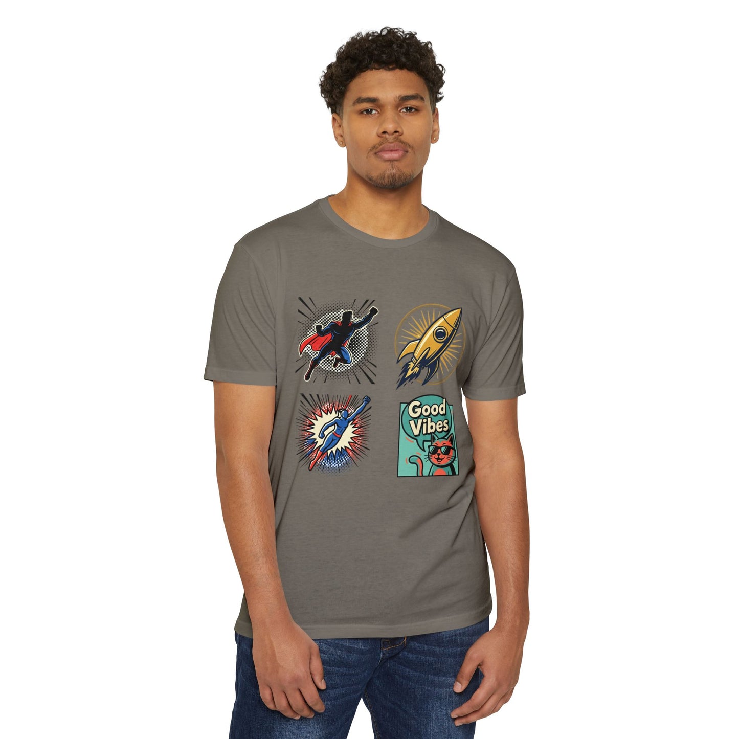 Good Vibes Rocket Retro Comic Patch T-Shirt