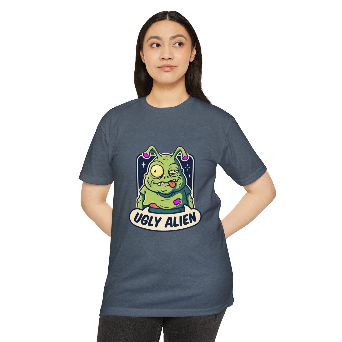 Funny Cute Green Alien T-Shirt — "Ugly Alien" Graphic Tee