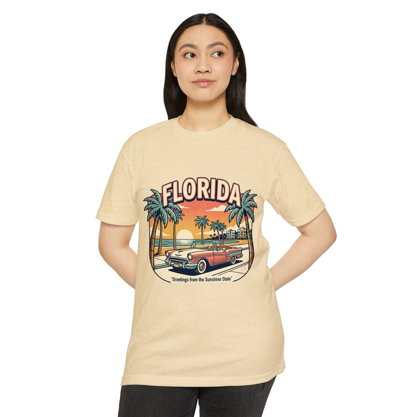 Florida Vintage Sunset T-Shirt — "Greetings from the Sunshine State"