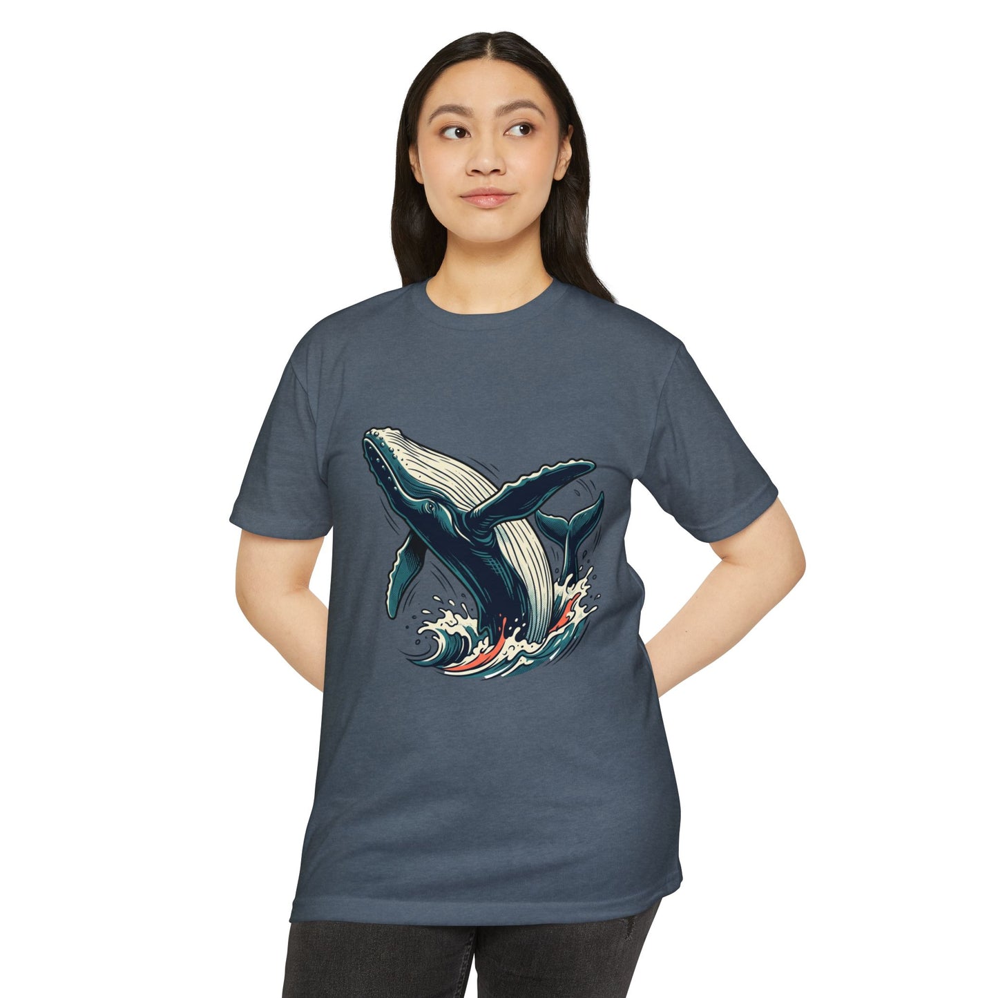 Whale Wave Graphic T-Shirt — Ocean Humpback Illustration Tee