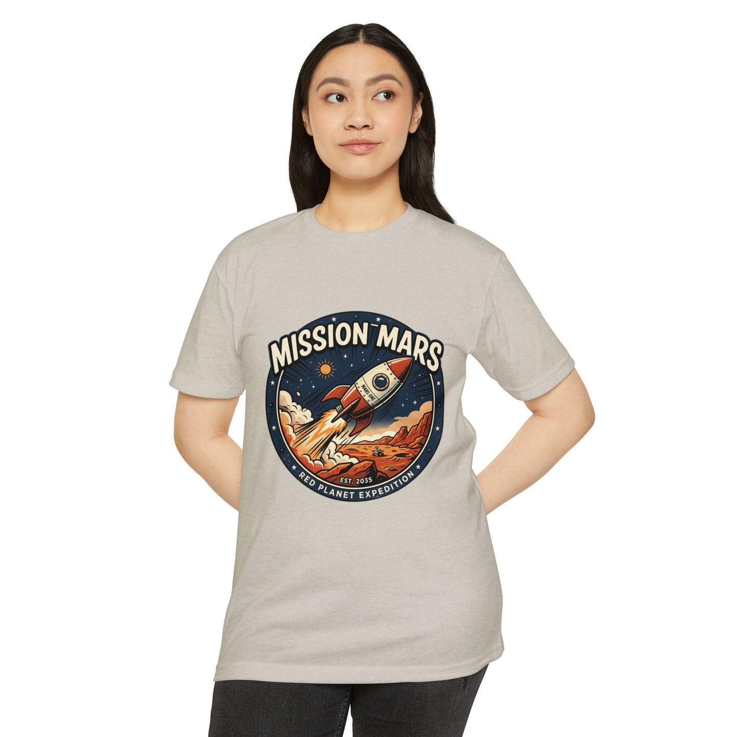 Mission Mars Rocket T‑Shirt — Retro Red Planet Expedition Tee