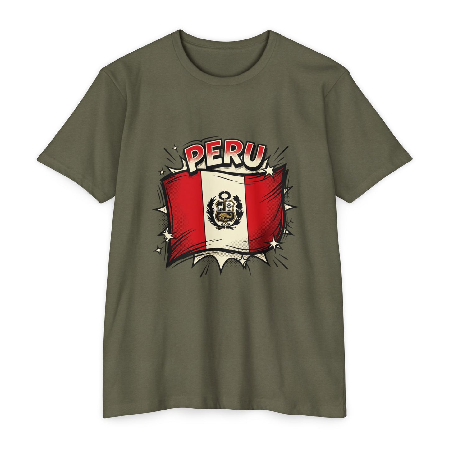 Peru Flag Retro Crest T-Shirt