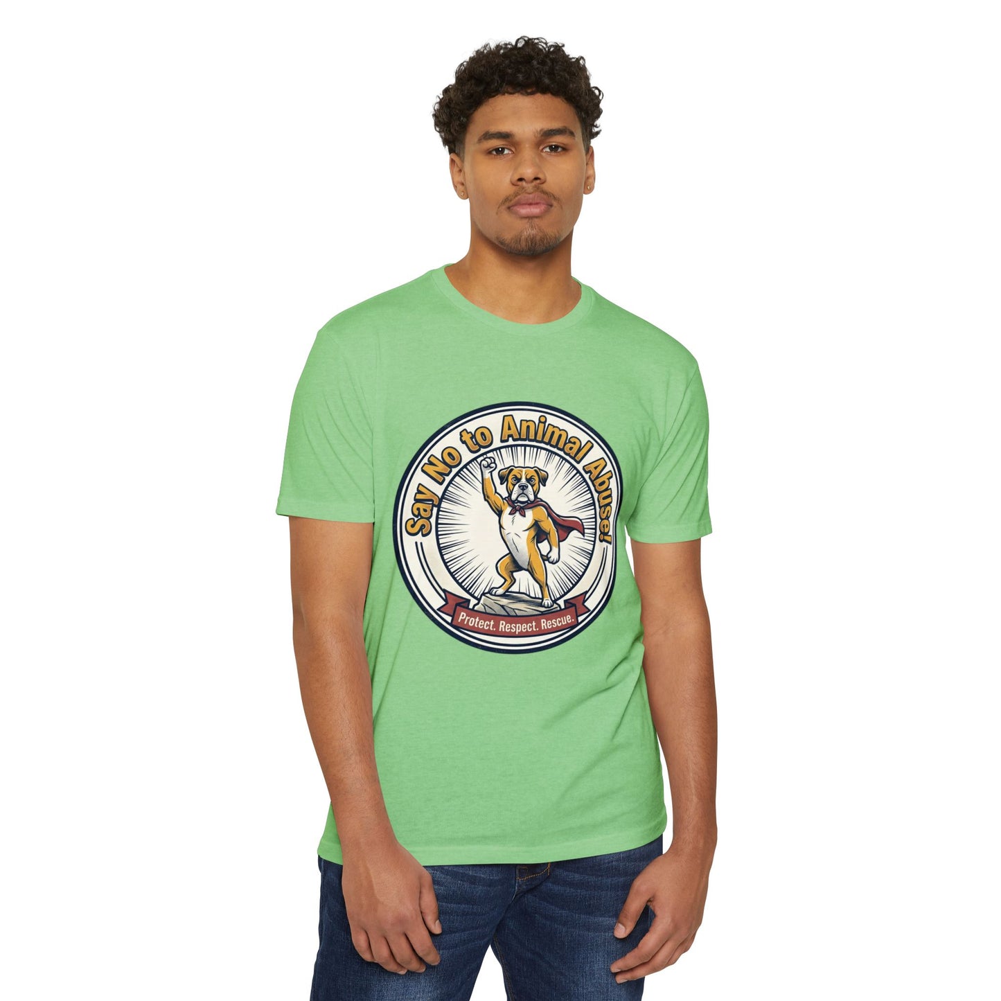 Say No to Animal Abuse T-Shirt – Protect, Respect, Rescue Animal Rights Tee