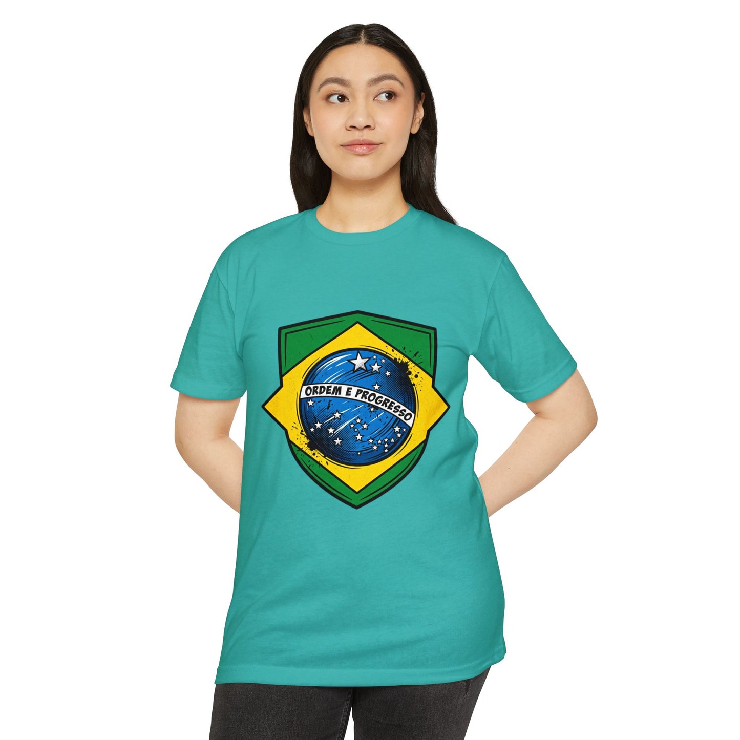 Brazil Flag Crest T-Shirt — Brazilian Soccer/Patriot Pride Tee