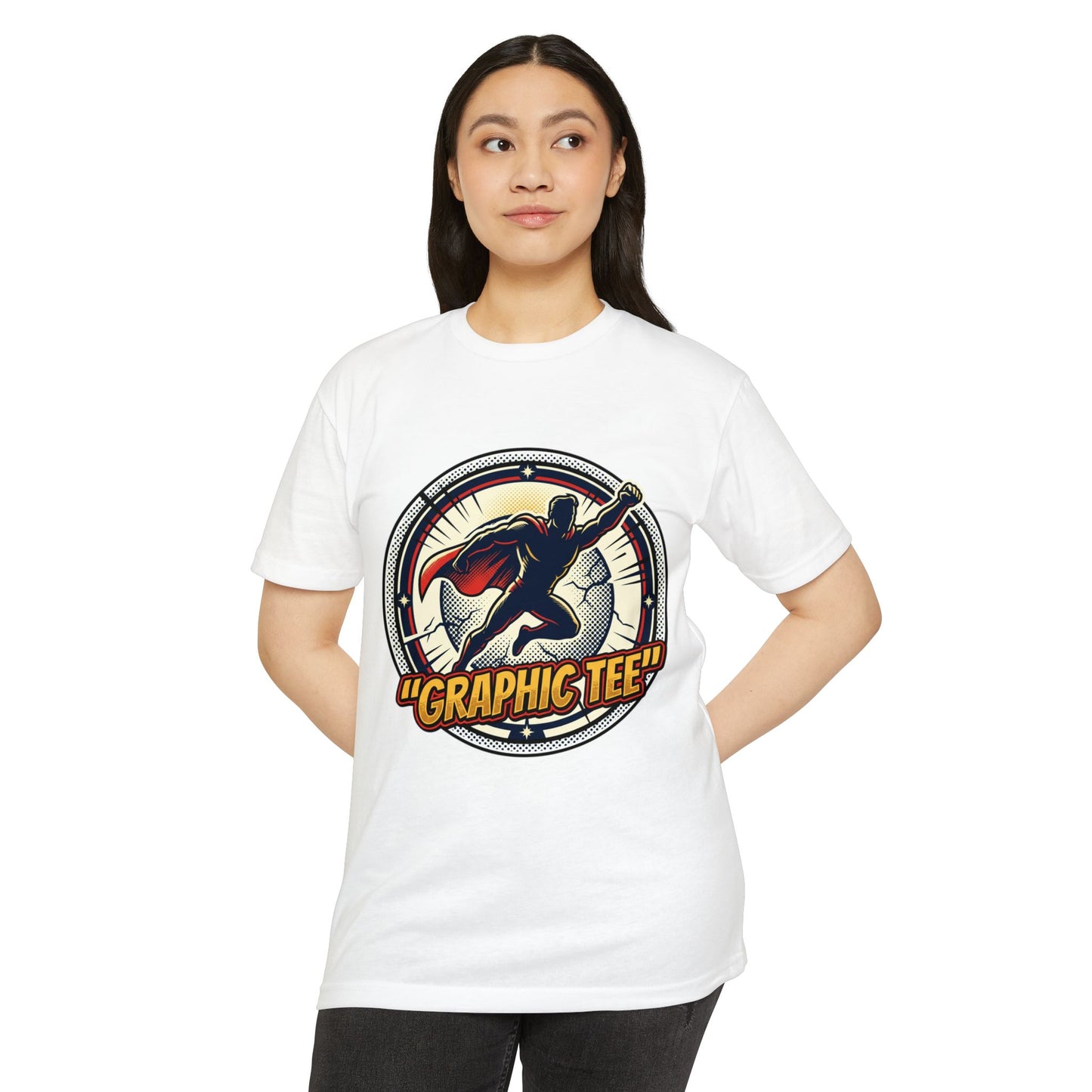 Retro Comic Superhero Cape Graphic Tee