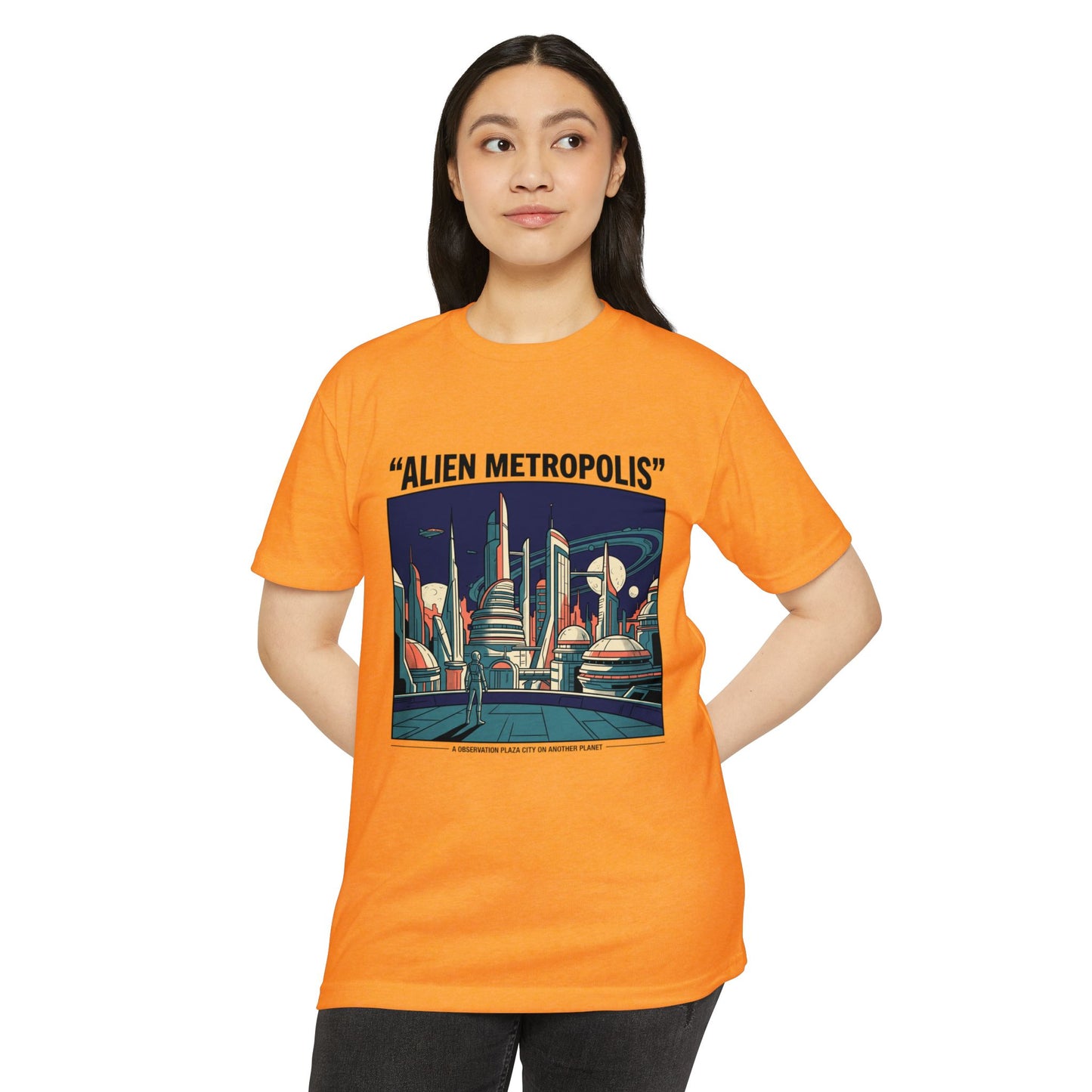 Alien Metropolis Retro Futuristic Sci‑Fi City T-Shirt