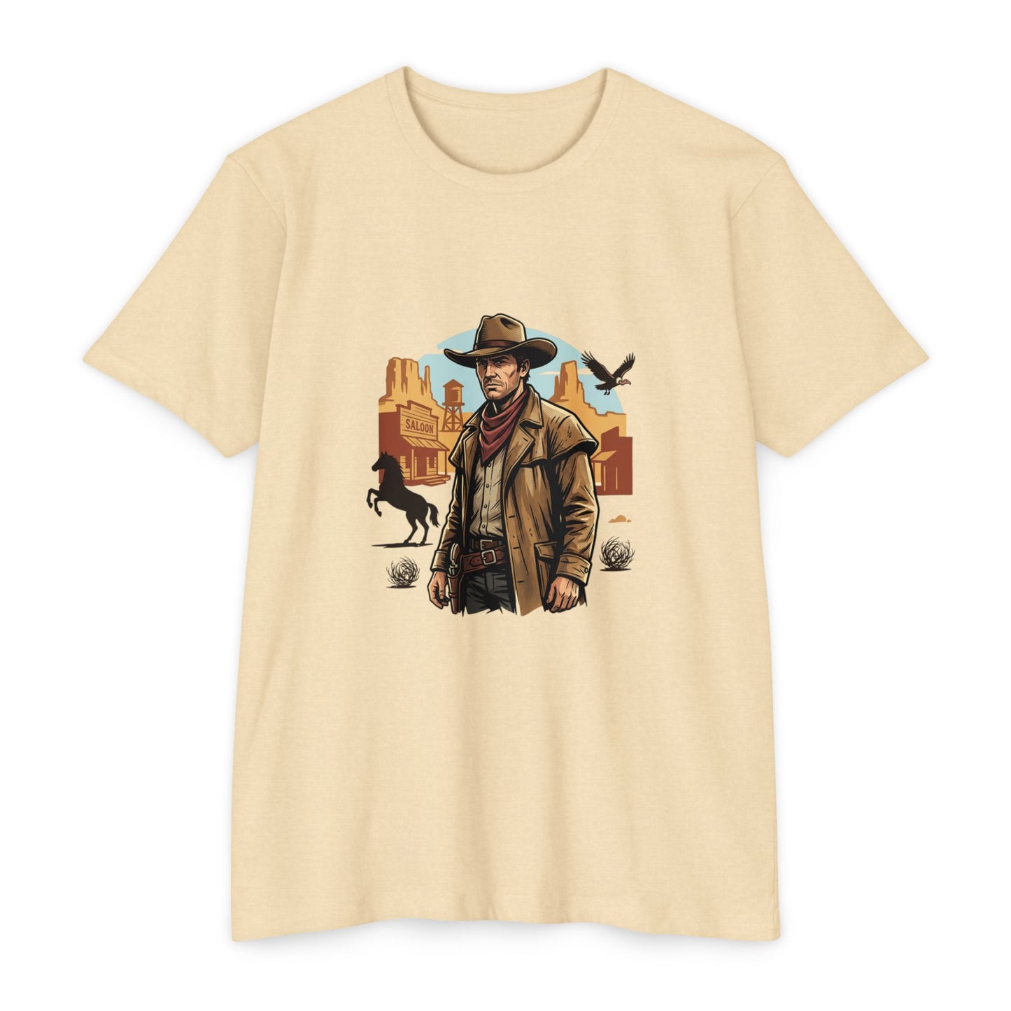 Western Cowboy Graphic T-Shirt — Desert Outlaw Illustration