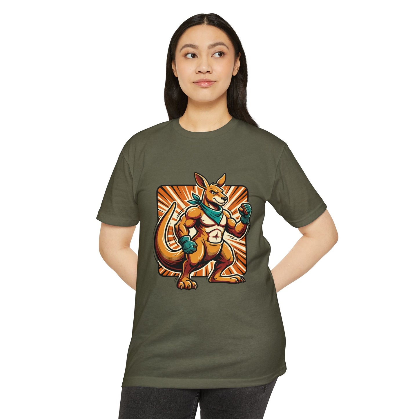 Camiseta con gráfico de canguro boxeador – Camiseta retro con mascota de luchador
