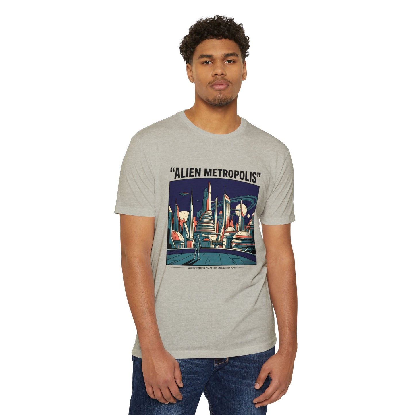 Alien Metropolis Retro Futuristic Sci‑Fi City T-Shirt