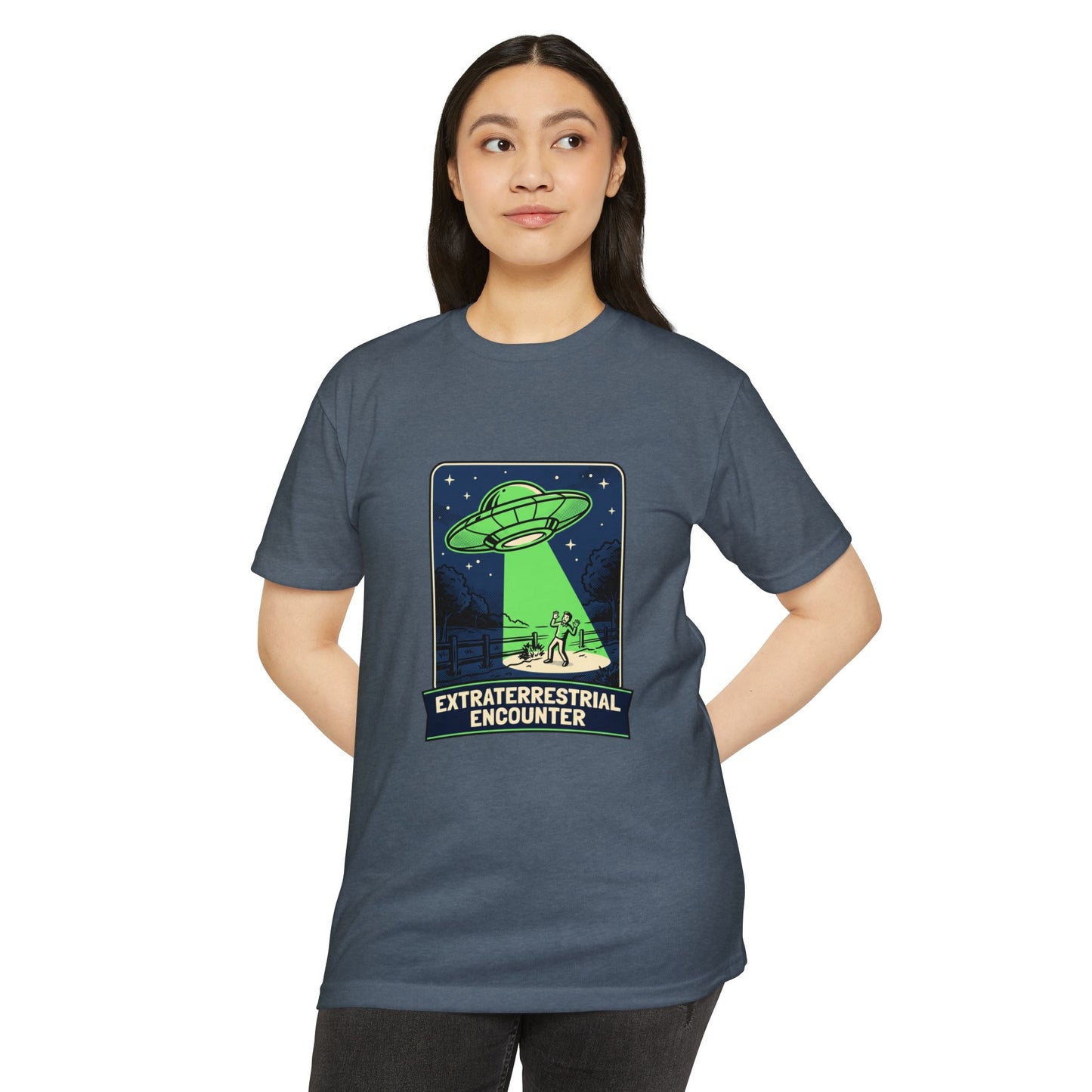 Alien Abduction T-Shirt — “Extraterrestrial Encounter” Vintage UFO Graphic