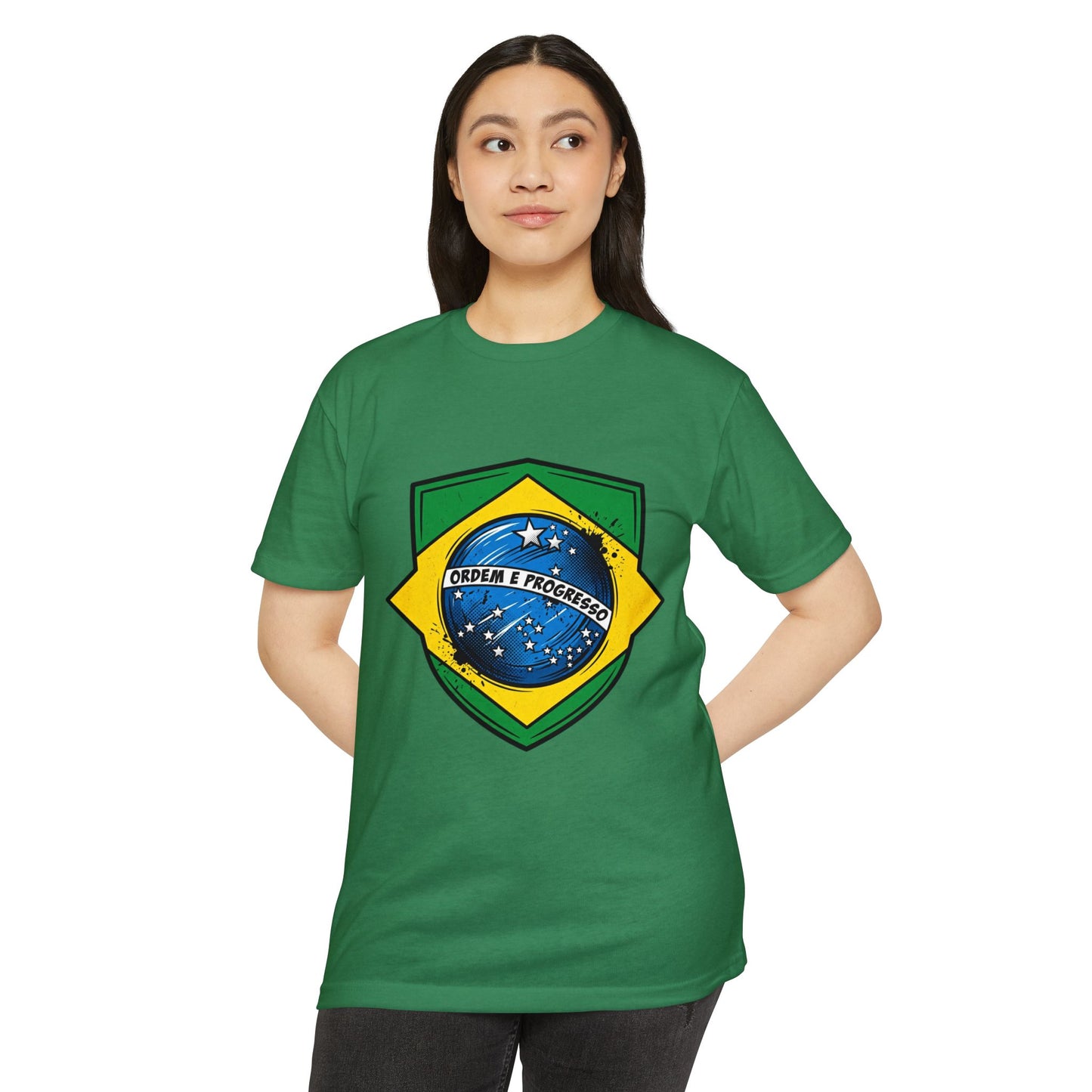 Brazil Flag Crest T-Shirt — Brazilian Soccer/Patriot Pride Tee