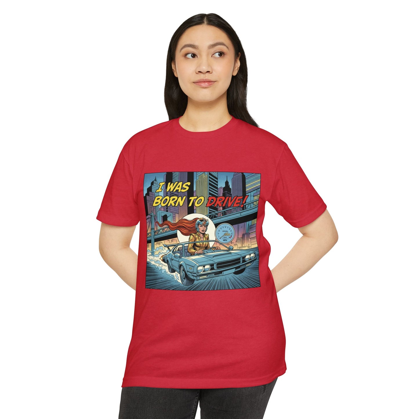 I Was Born to Drive Retro Comic Car T-Shirt