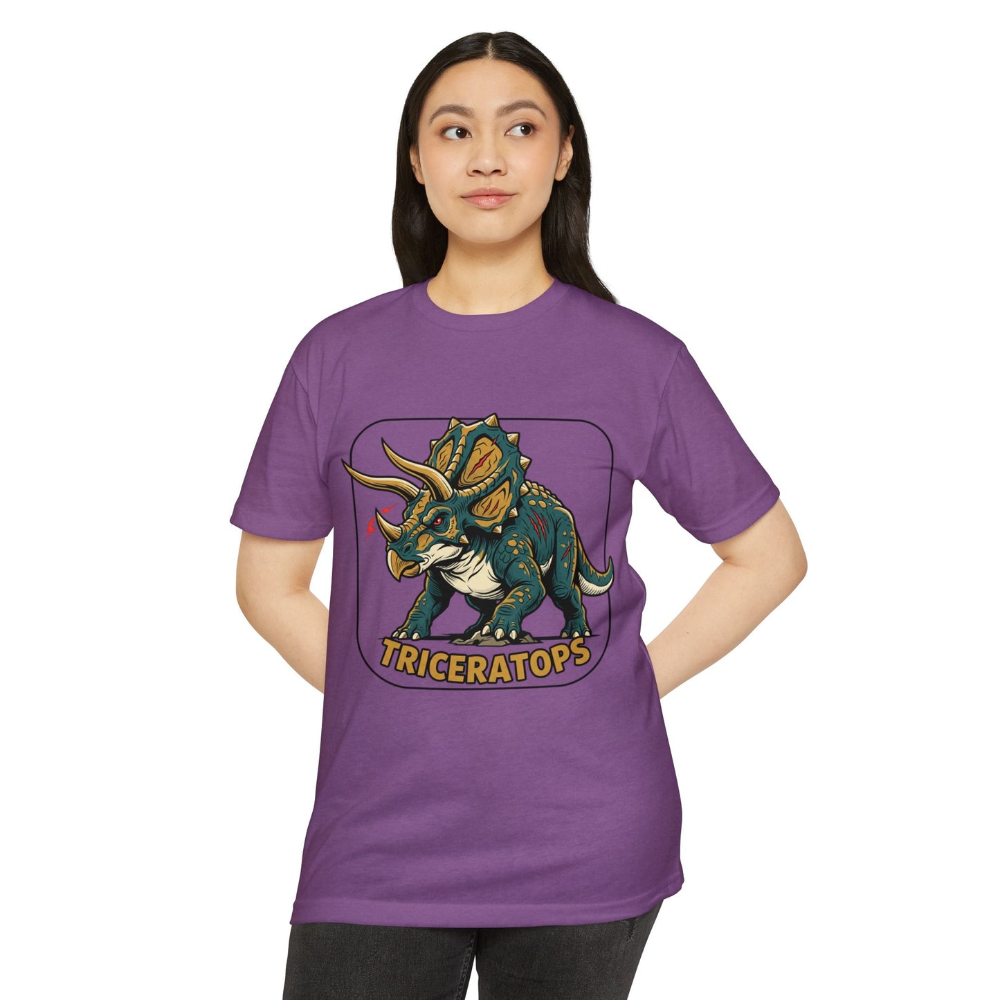 Triceratops Graphic T-Shirt — Retro Dinosaur Tee for Kids & Adults