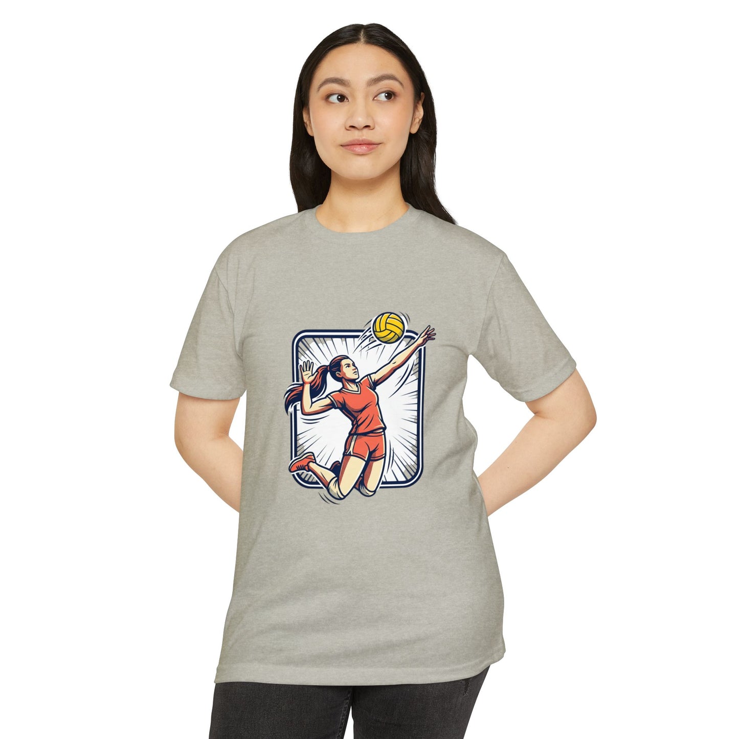 Volleyball Spike Graphic T-Shirt — Female Player Action Tee
