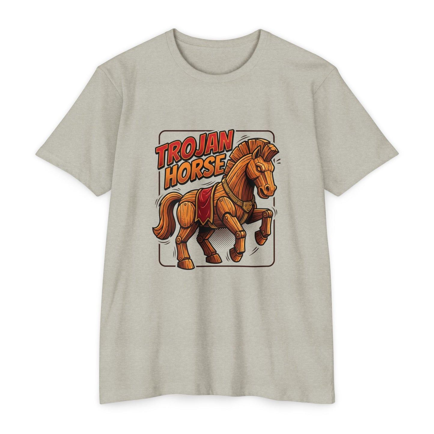 Trojan Horse Graphic Tee - Vintage Wooden Horse Illustration T-Shirt