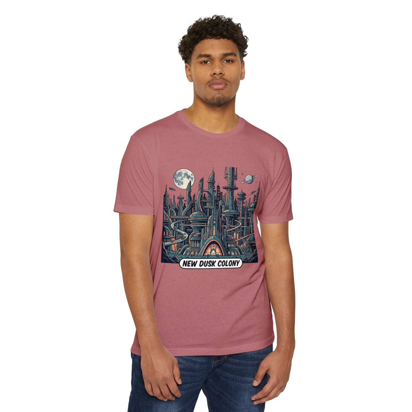 Retro Futuristic Cityscape T-Shirt — New Dusk Colony Tee