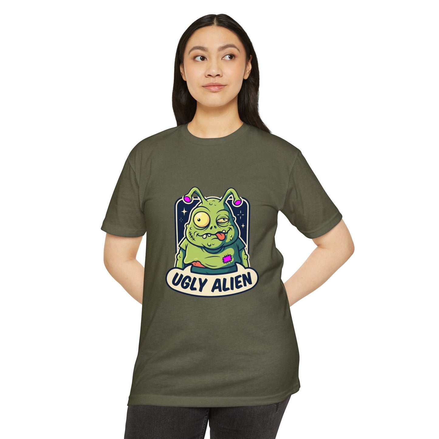 Funny Cute Green Alien T-Shirt — "Ugly Alien" Graphic Tee