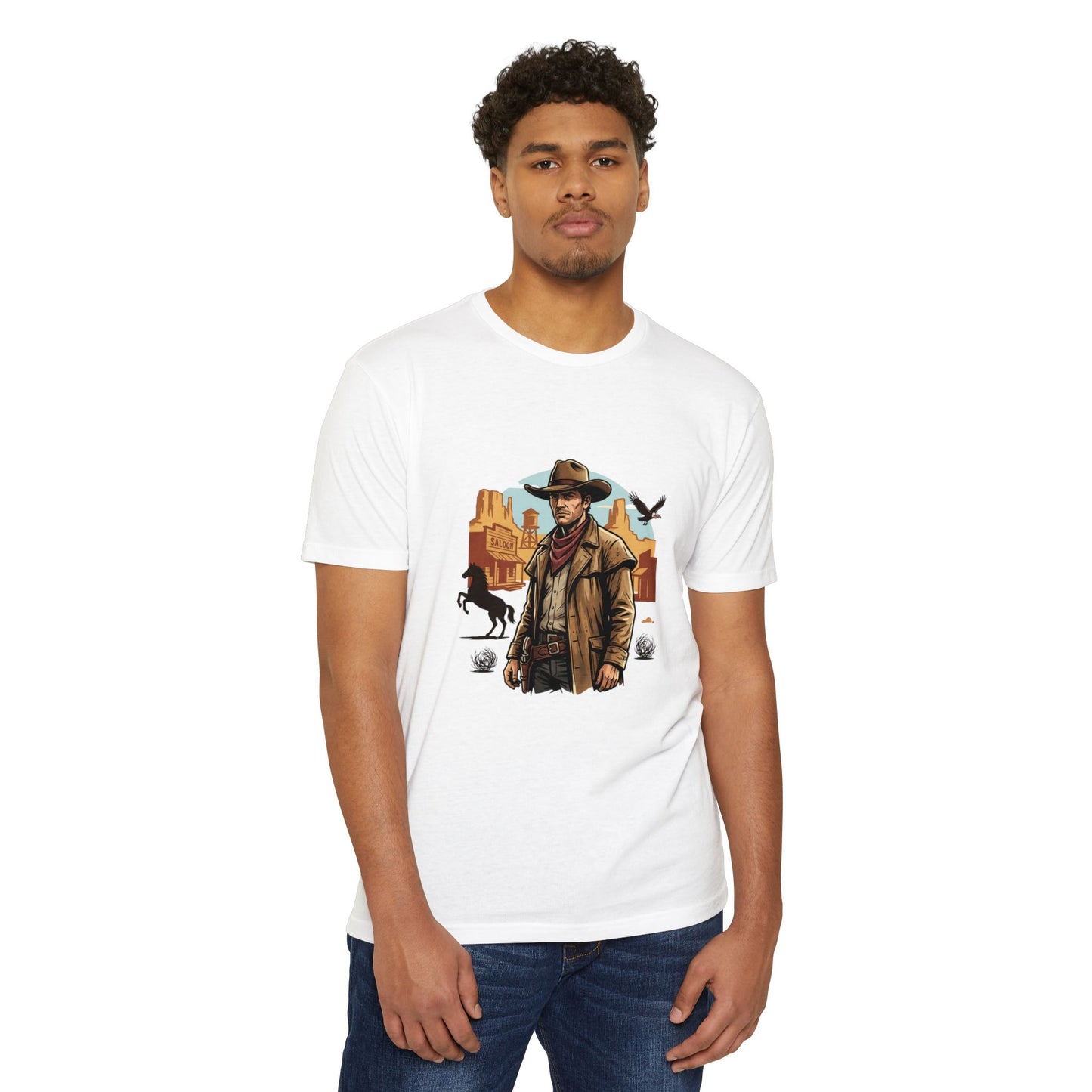 Western Cowboy Graphic T-Shirt — Desert Outlaw Illustration