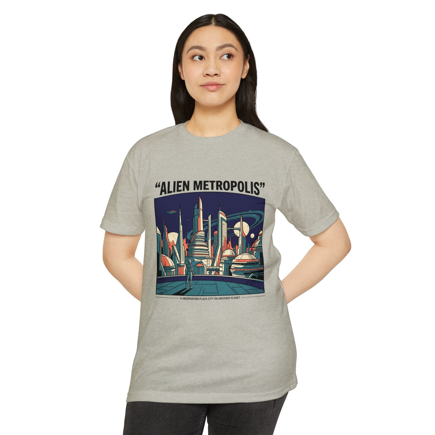 Alien Metropolis Retro Futuristic Sci‑Fi City T-Shirt