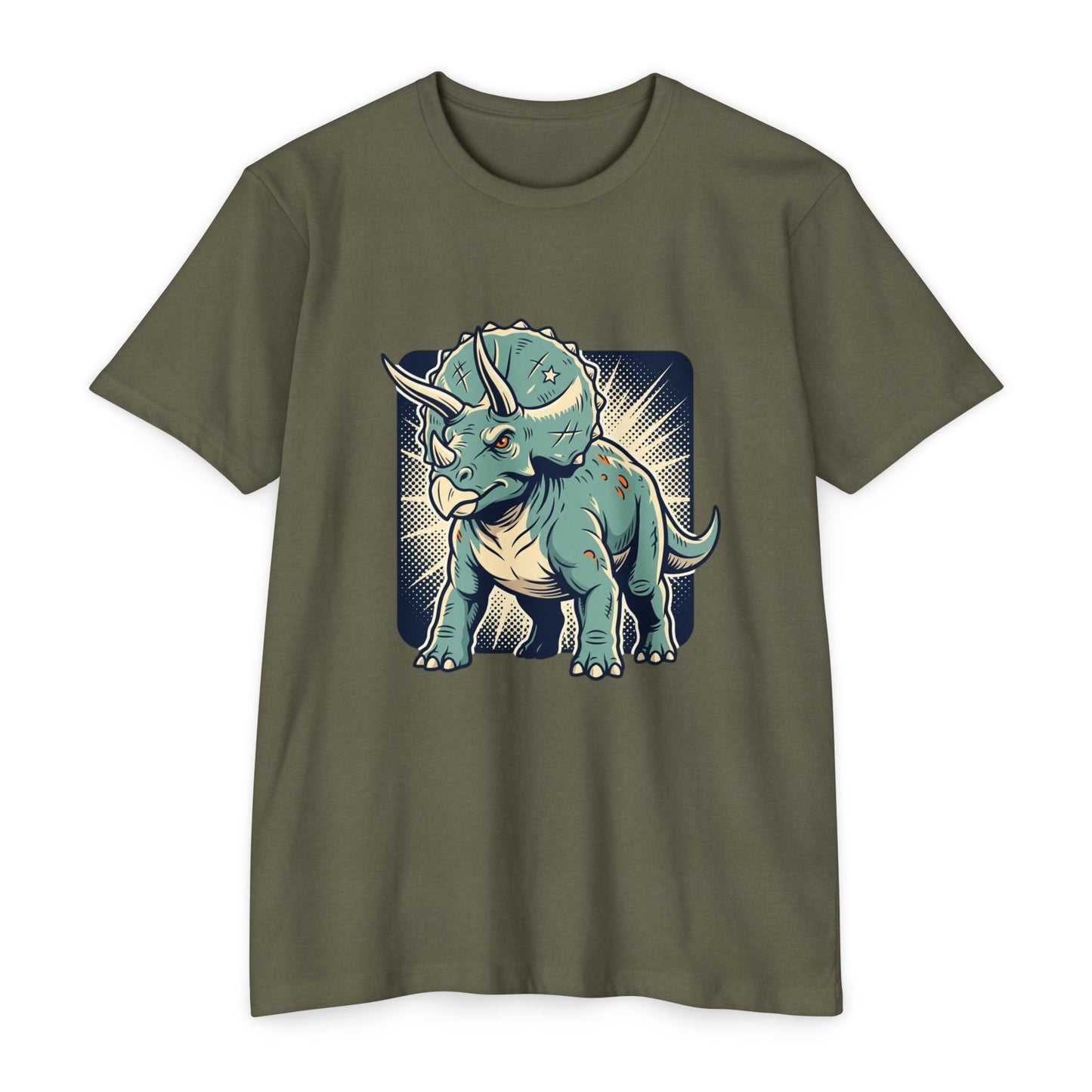 Retro Triceratops Graphic T-Shirt — Vintage Dino Illustration Tee