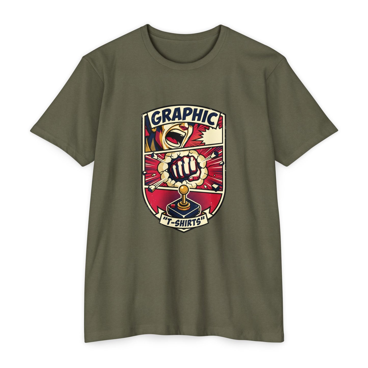 Vintage Gamer Logo T-Shirt — Fist & Joystick Retro Graphic Tee