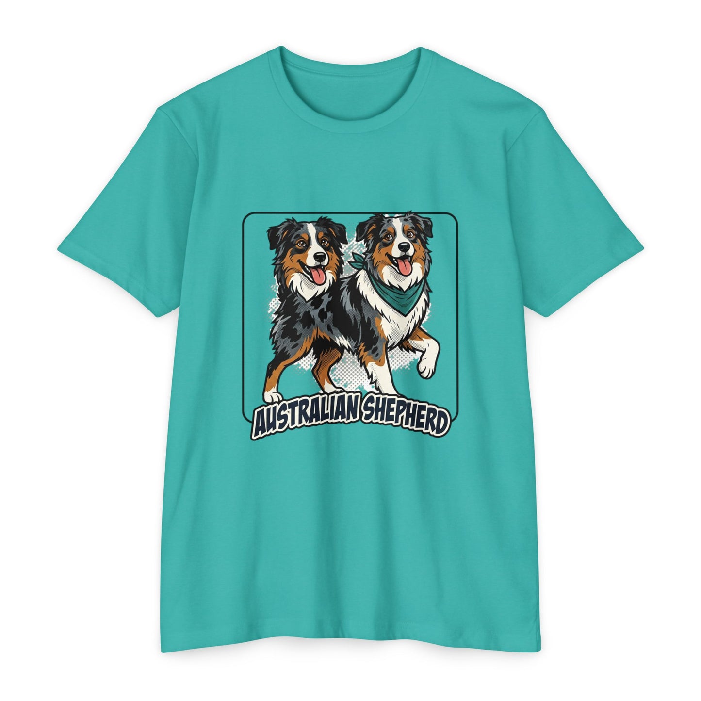 Australian Shepherd Graphic T‑Shirt — Playful Double Dog Illustration