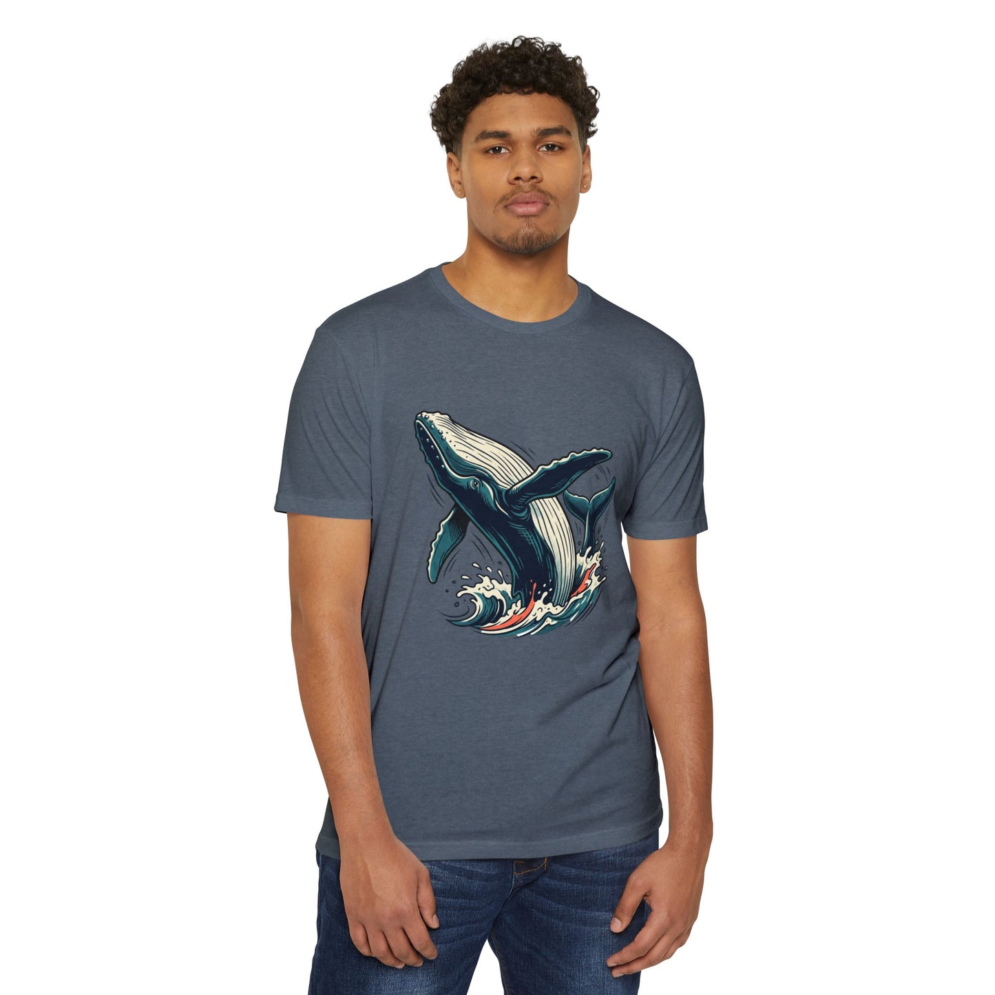 Whale Wave Graphic T-Shirt — Ocean Humpback Illustration Tee