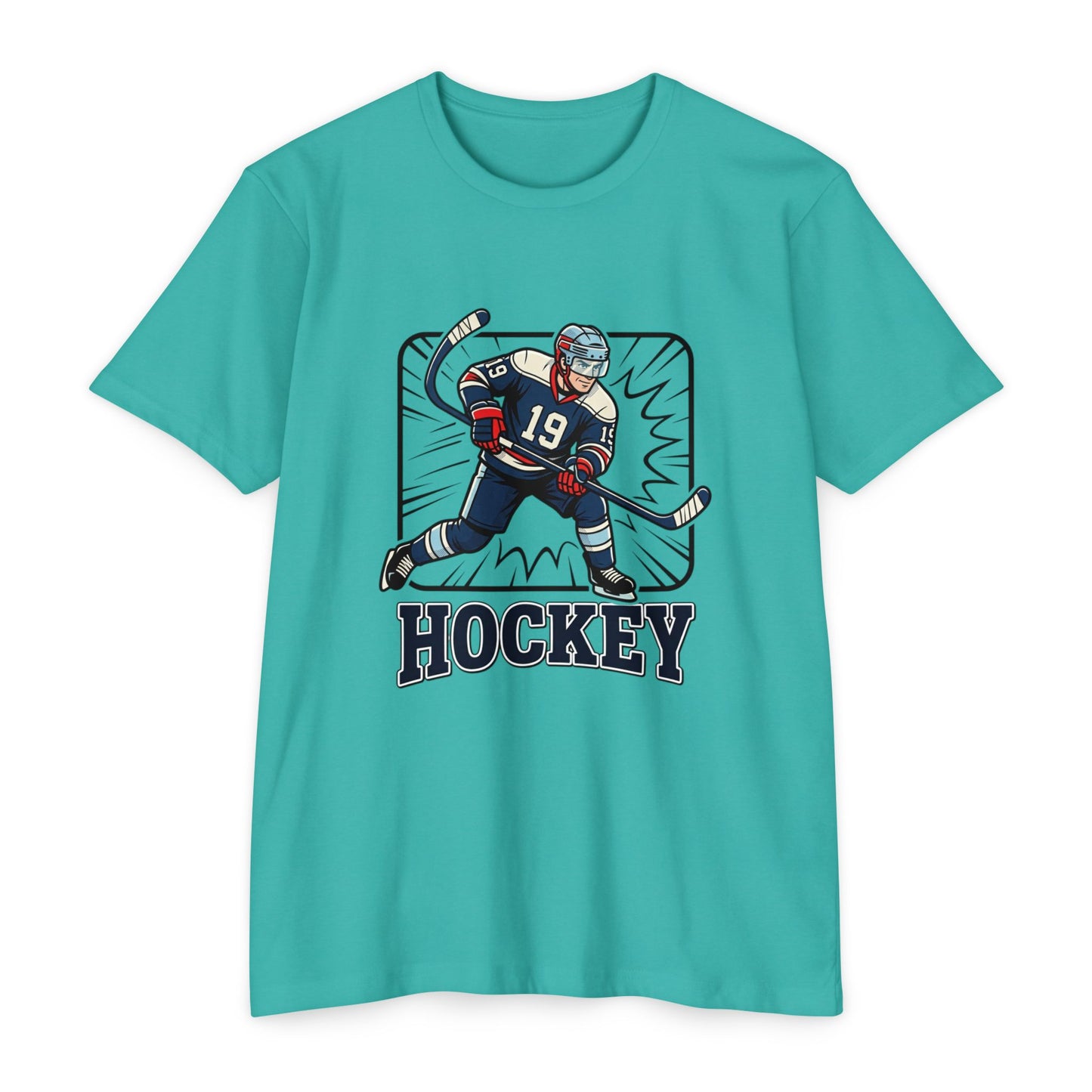 Hockey Player Graphic T-Shirt — Vintage Ice Hockey Jersey Tee
