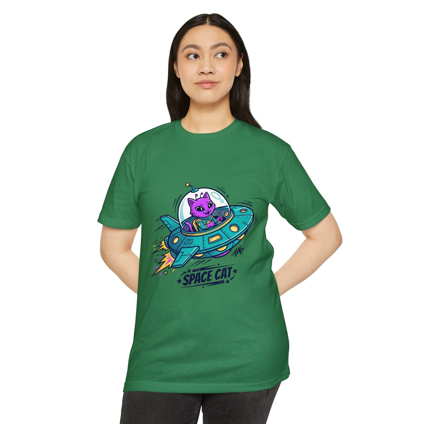 Retro Space Cat T-Shirt — UFO Graphic Tee