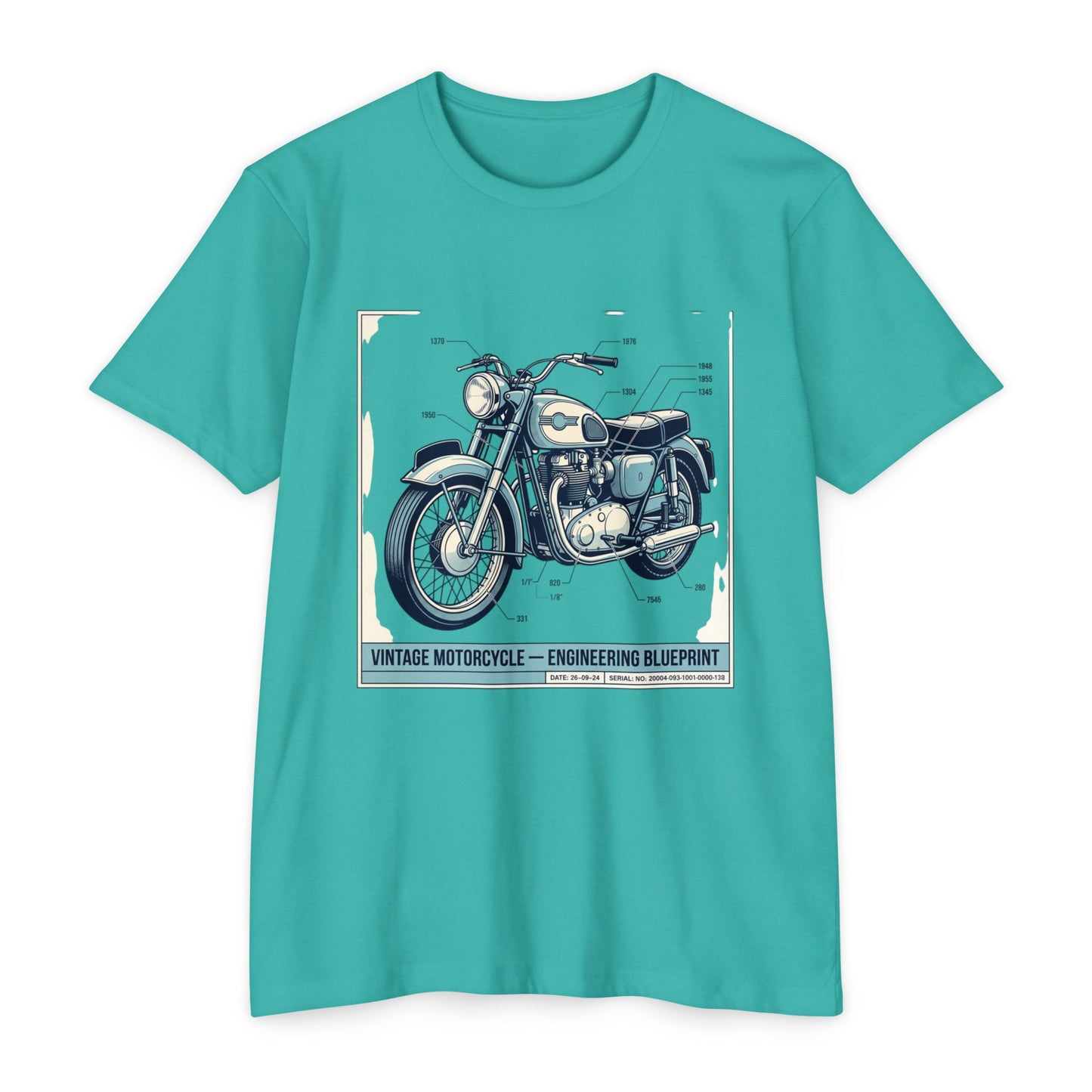 Vintage Motorcycle Blueprint T-Shirt — Classic Engineering Bike Tee