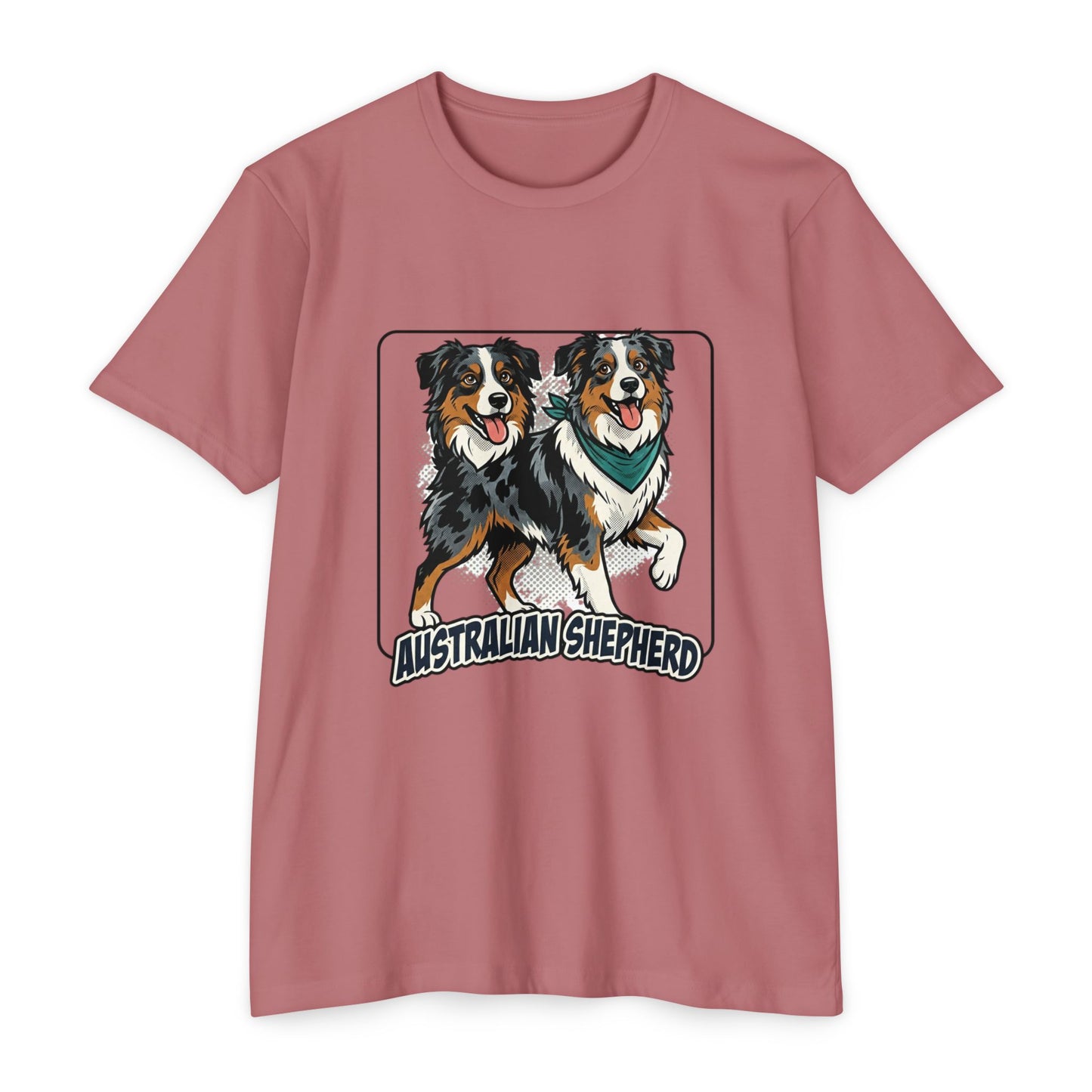 Australian Shepherd Graphic T‑Shirt — Playful Double Dog Illustration