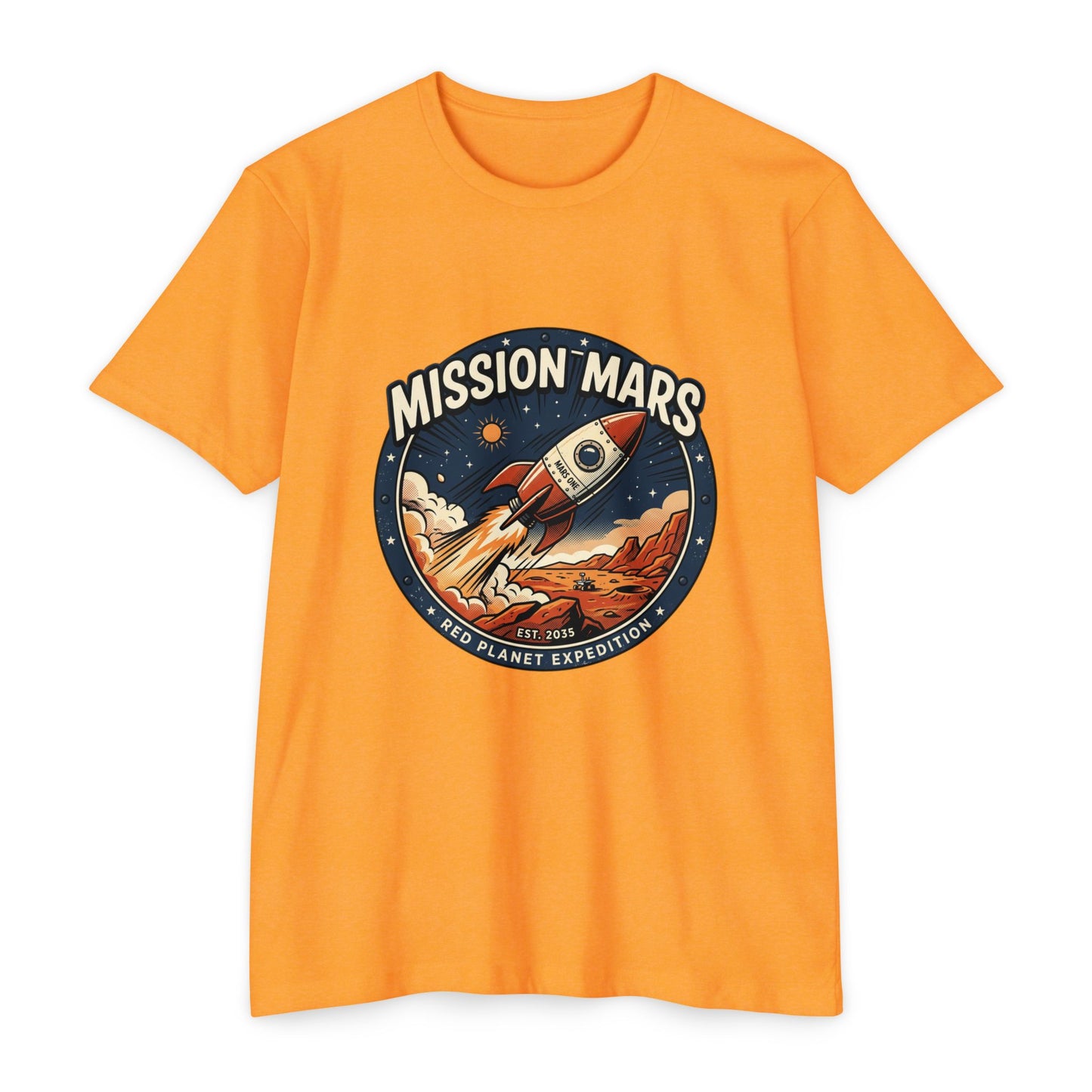 Mission Mars Rocket T‑Shirt — Retro Red Planet Expedition Tee