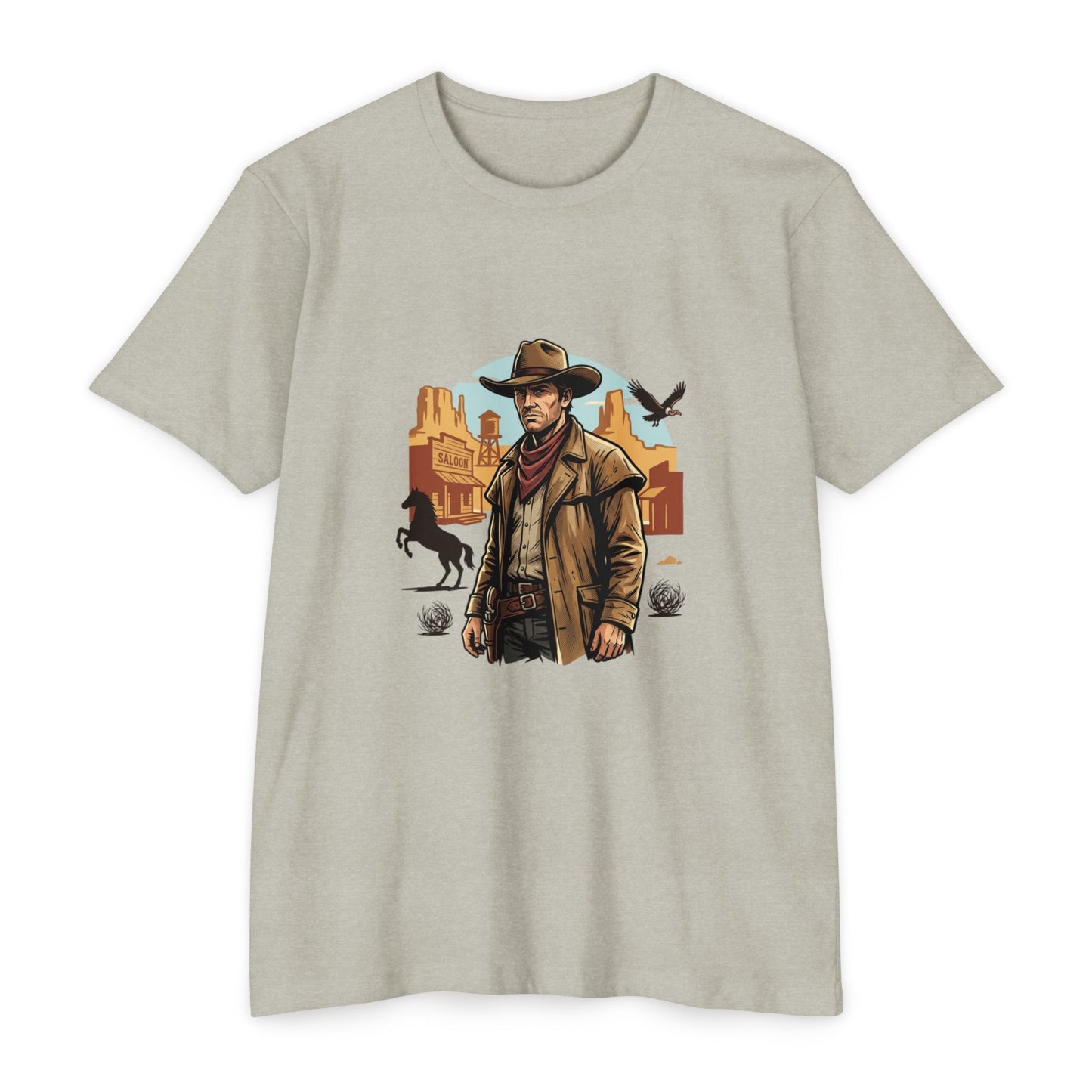 Western Cowboy Graphic T-Shirt — Desert Outlaw Illustration