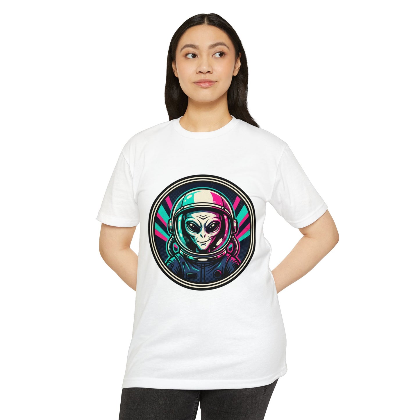 Alien Astronaut Neon Space Crew T‑Shirt