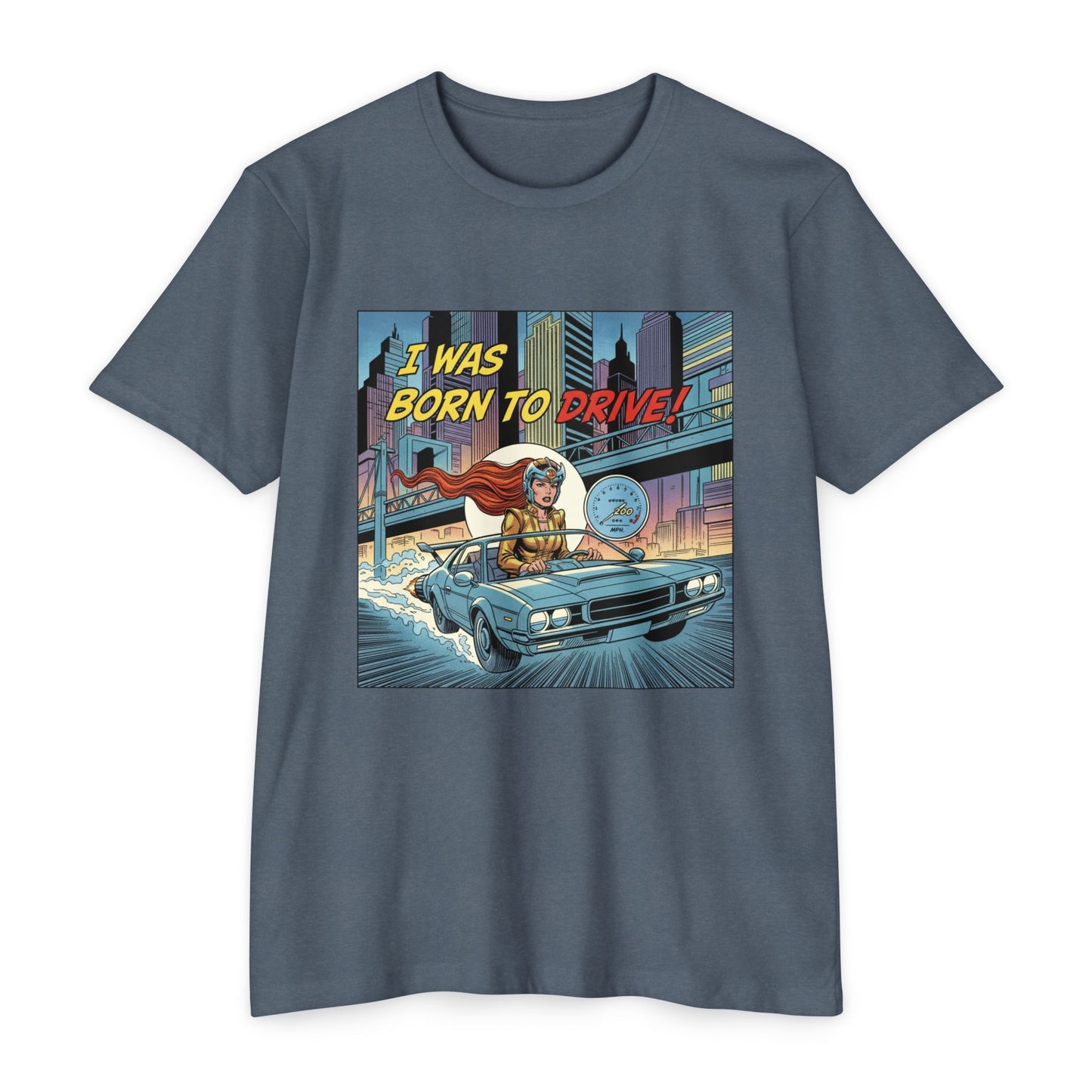 I Was Born to Drive Retro Comic Car T-Shirt