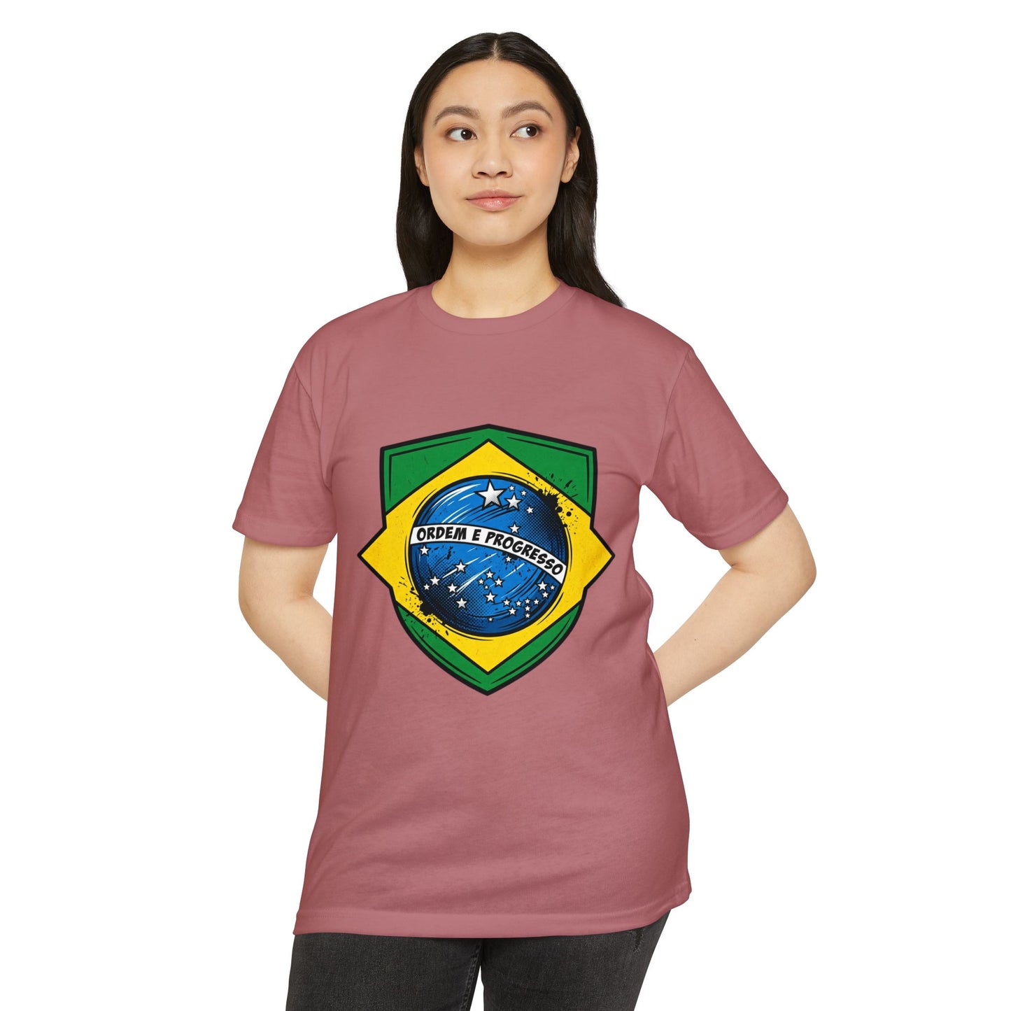 Brazil Flag Crest T-Shirt — Brazilian Soccer/Patriot Pride Tee