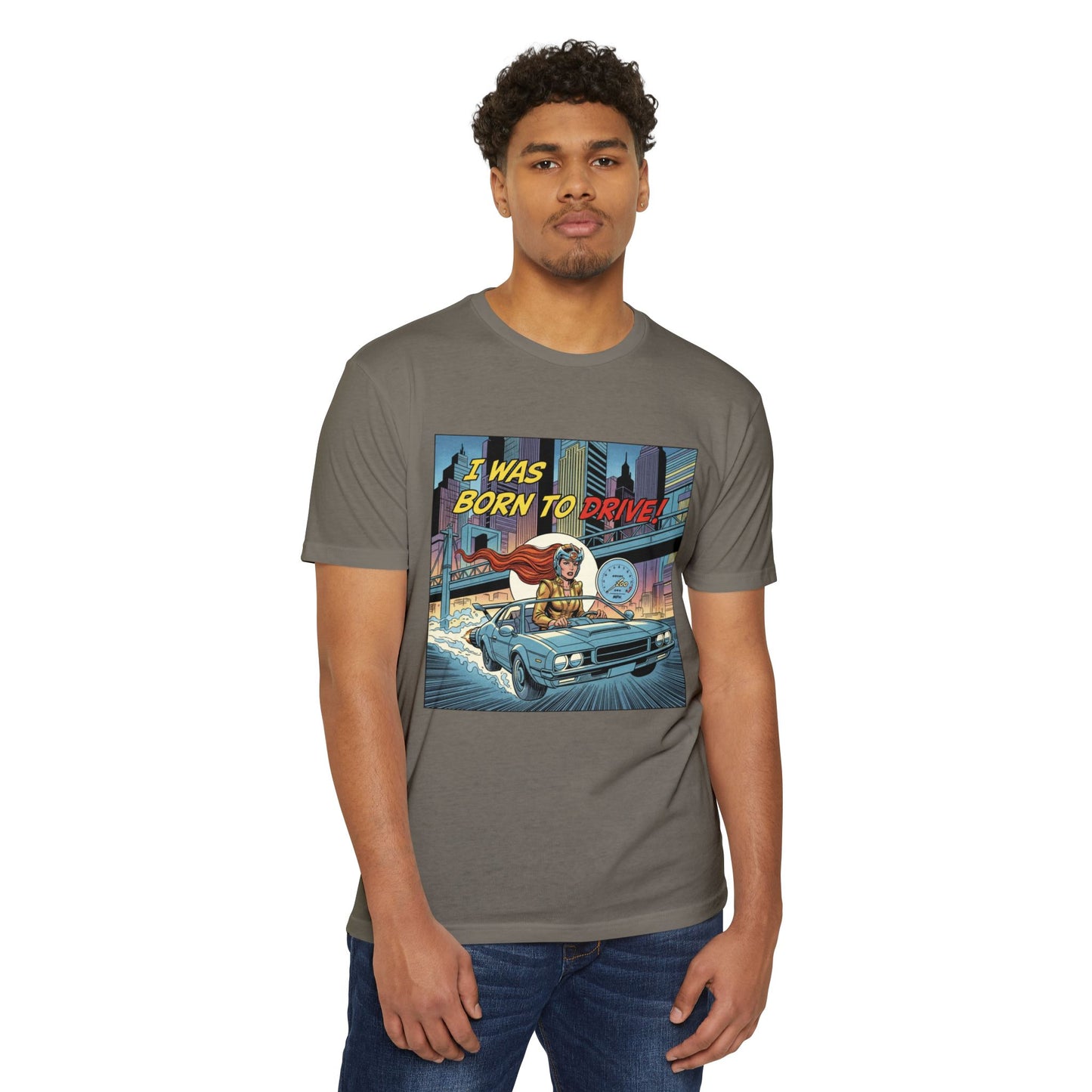 I Was Born to Drive Retro Comic Car T-Shirt