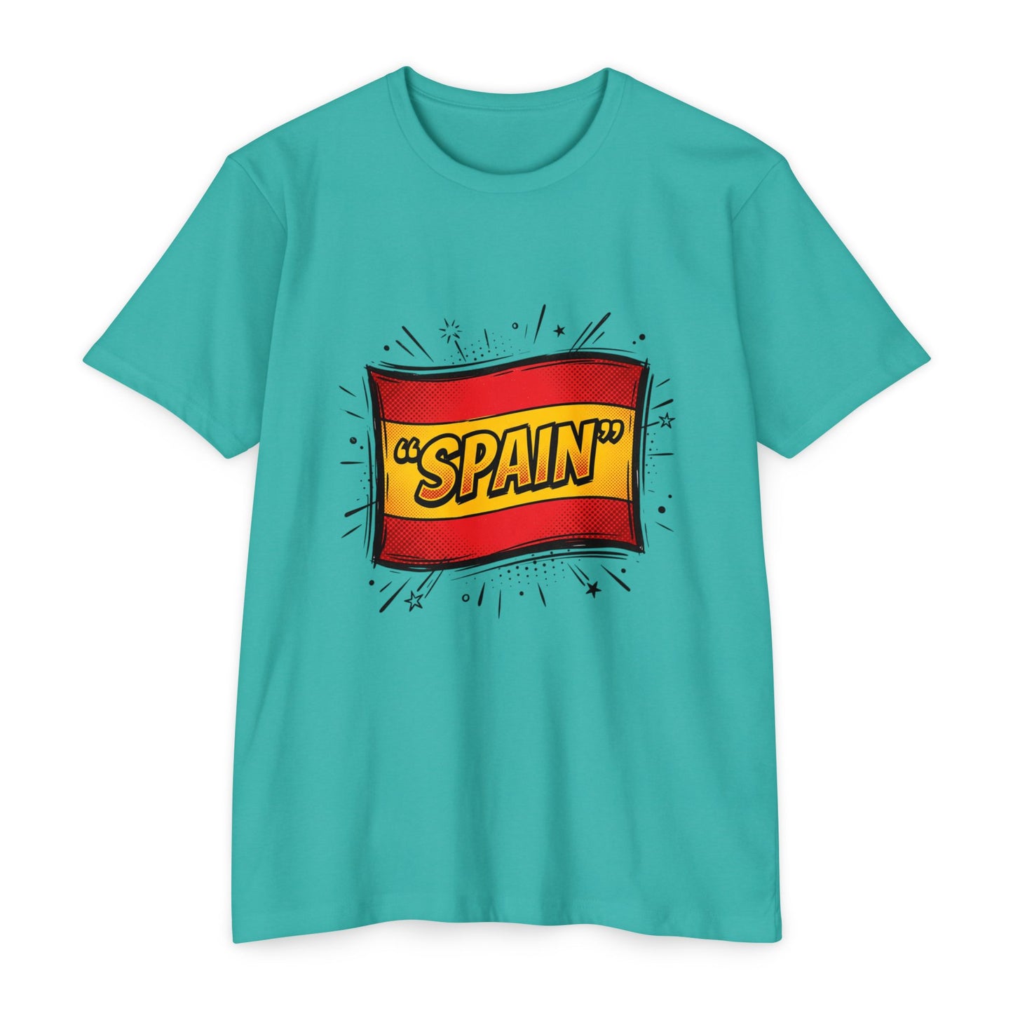 Spain Retro Comic Flag T-Shirt — 'SPAIN' Graphic Tee
