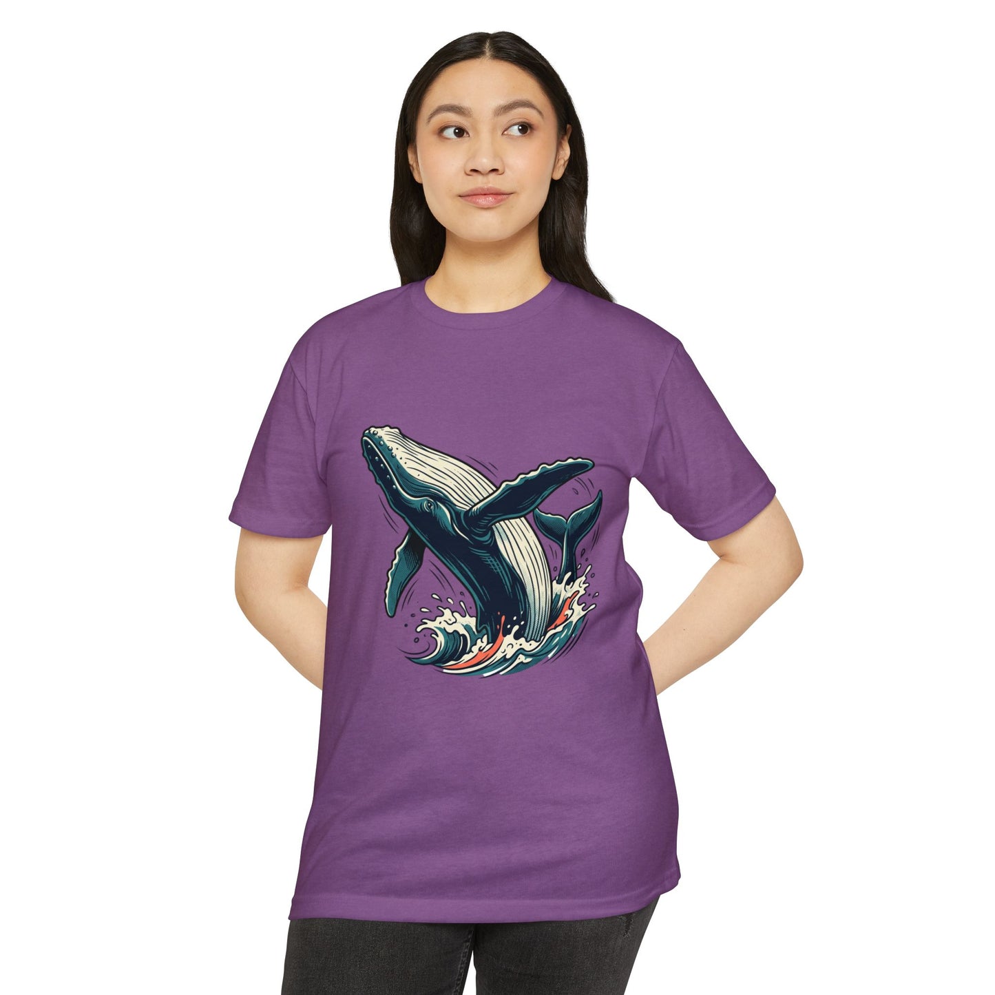Whale Wave Graphic T-Shirt — Ocean Humpback Illustration Tee