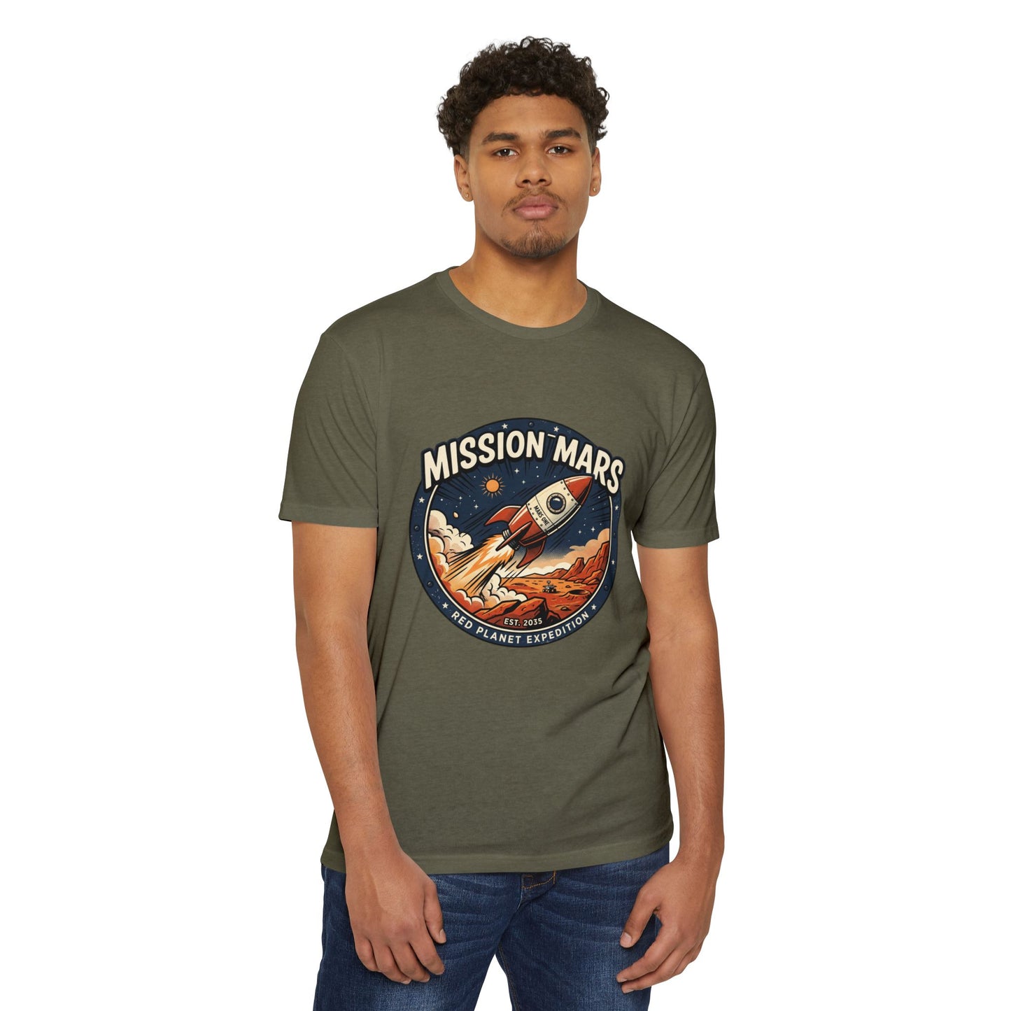 Mission Mars Rocket T‑Shirt — Retro Red Planet Expedition Tee