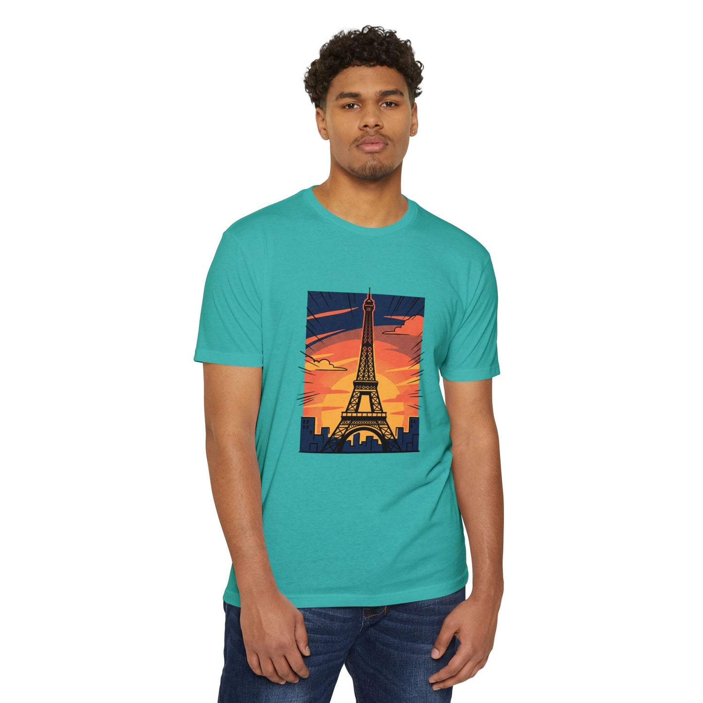Vintage Paris Eiffel Tower Sunset T‑Shirt