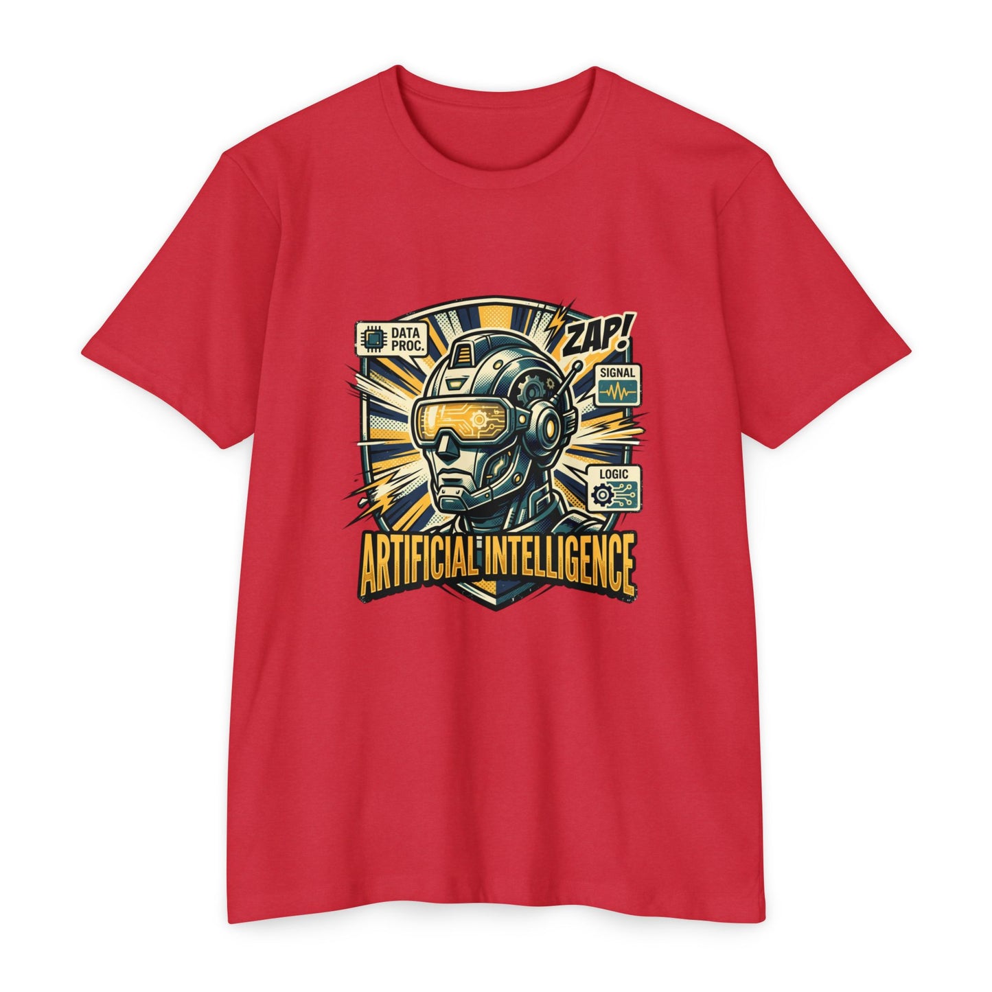 AI Robotics Graphic T-Shirt — "Artificial Intelligence" Retro Helmet Design