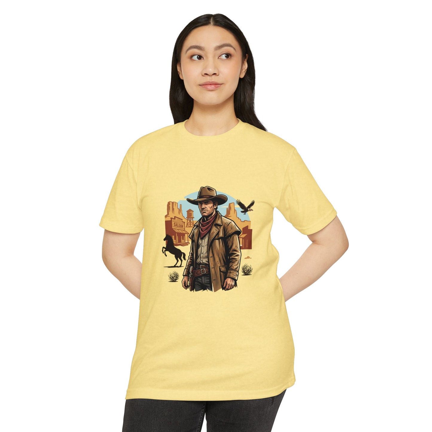 Western Cowboy Graphic T-Shirt — Desert Outlaw Illustration