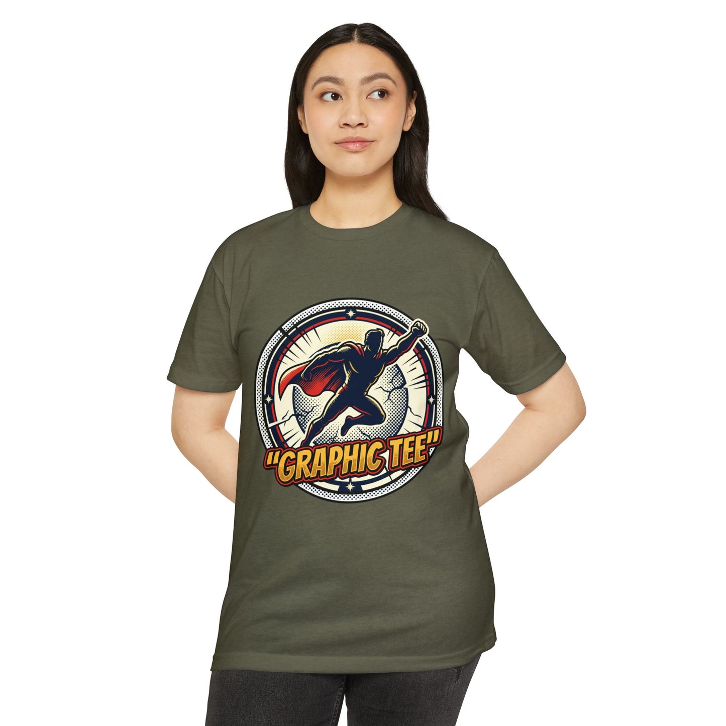 Retro Comic Superhero Cape Graphic Tee