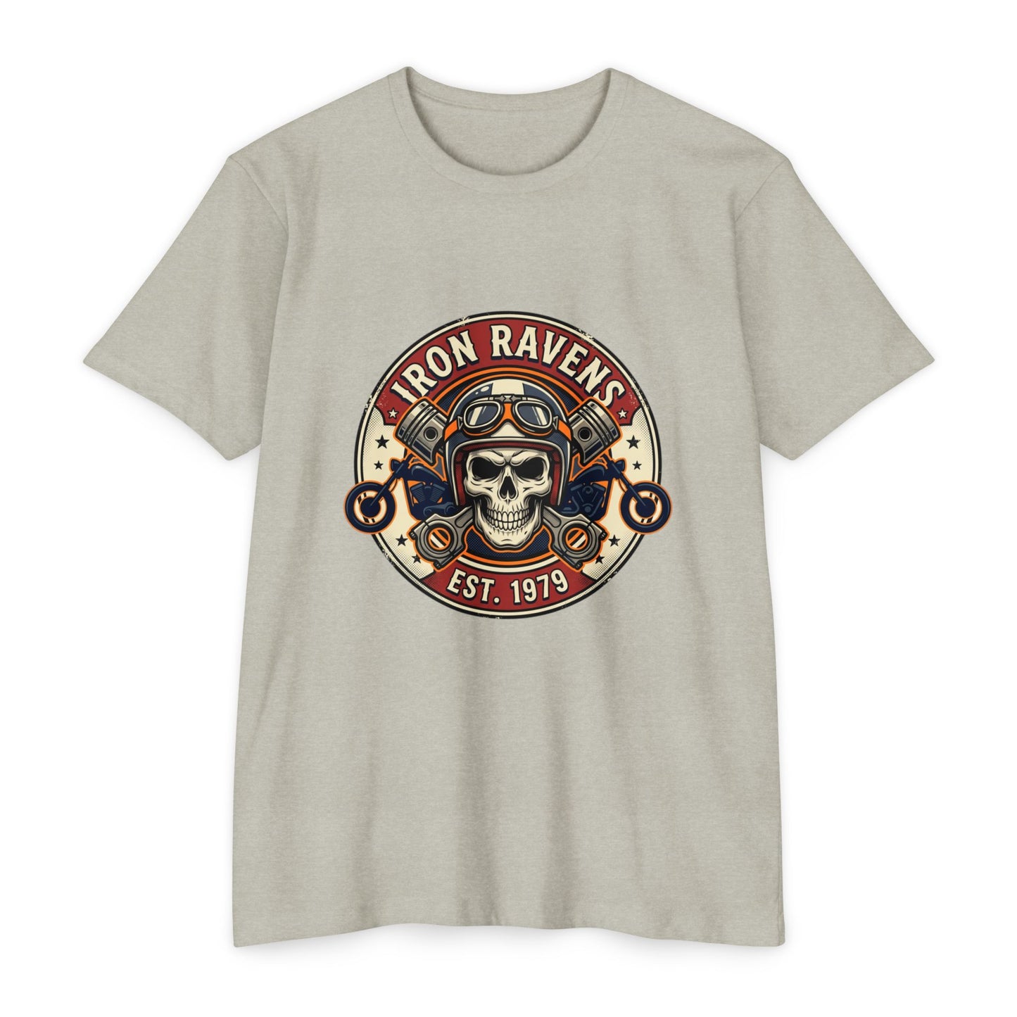 Iron Ravens Skull Motorcycle T-Shirt — Vintage Biker Graphic Tee (Est. 1979)