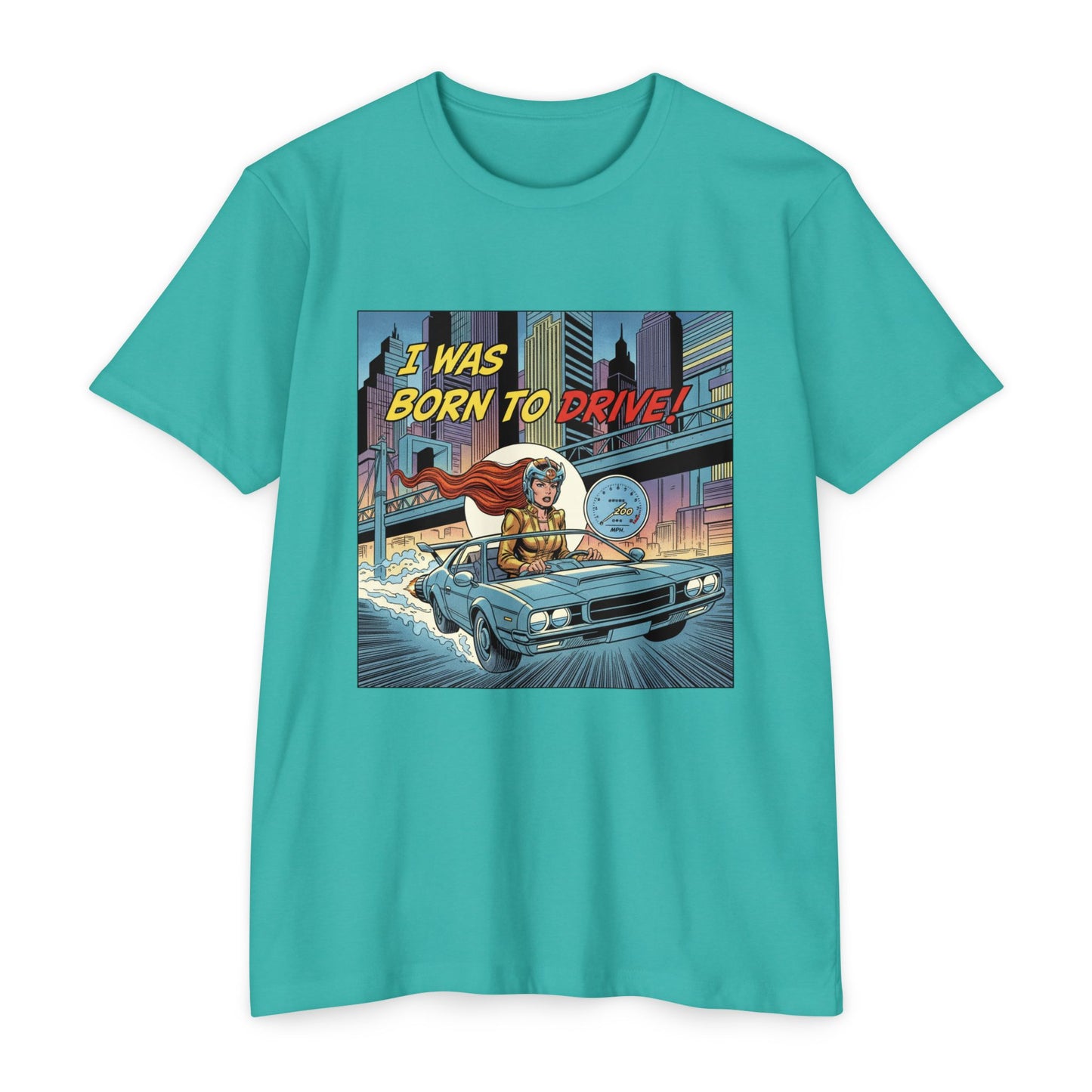 I Was Born to Drive Retro Comic Car T-Shirt