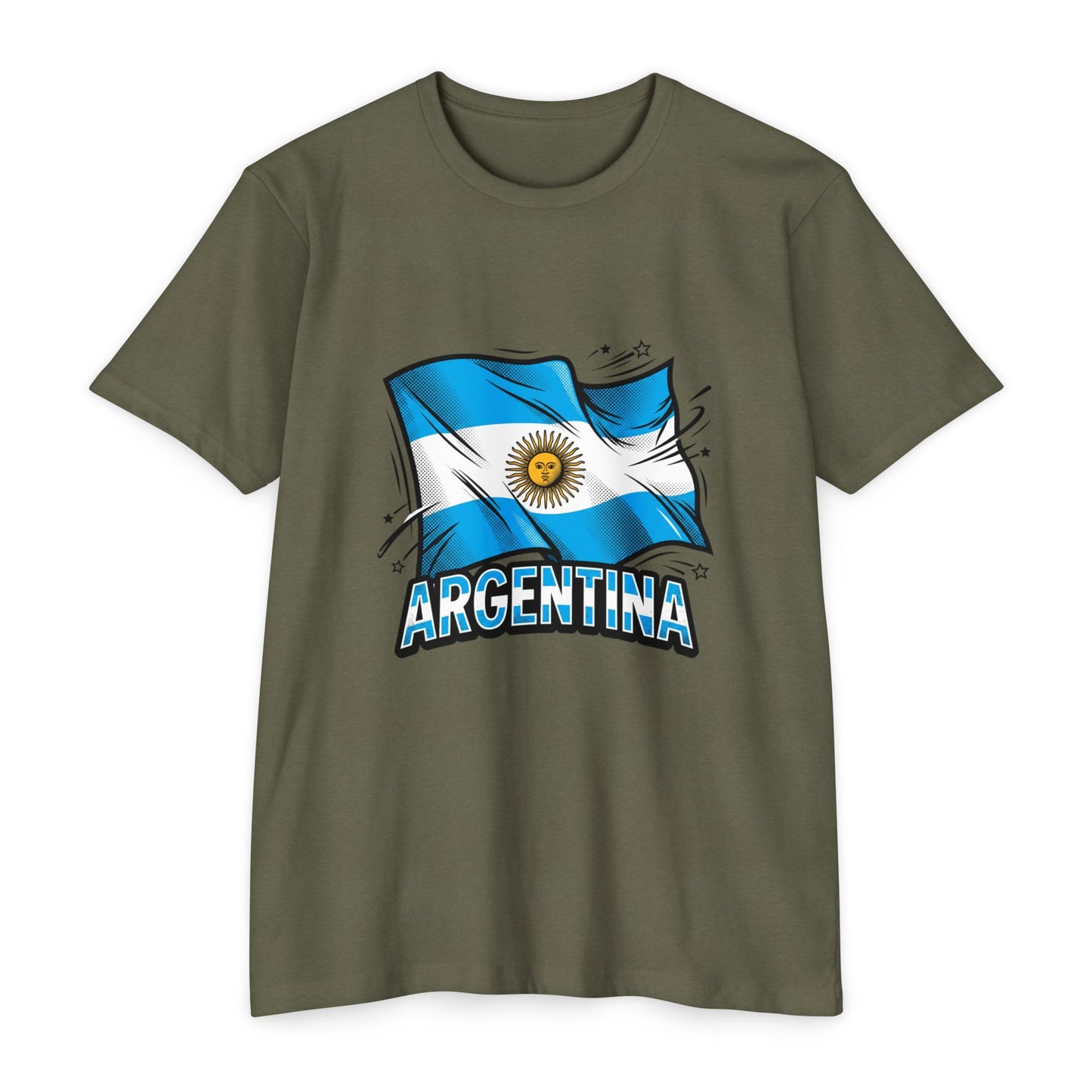 Argentina Flag Waving Graphic T-Shirt