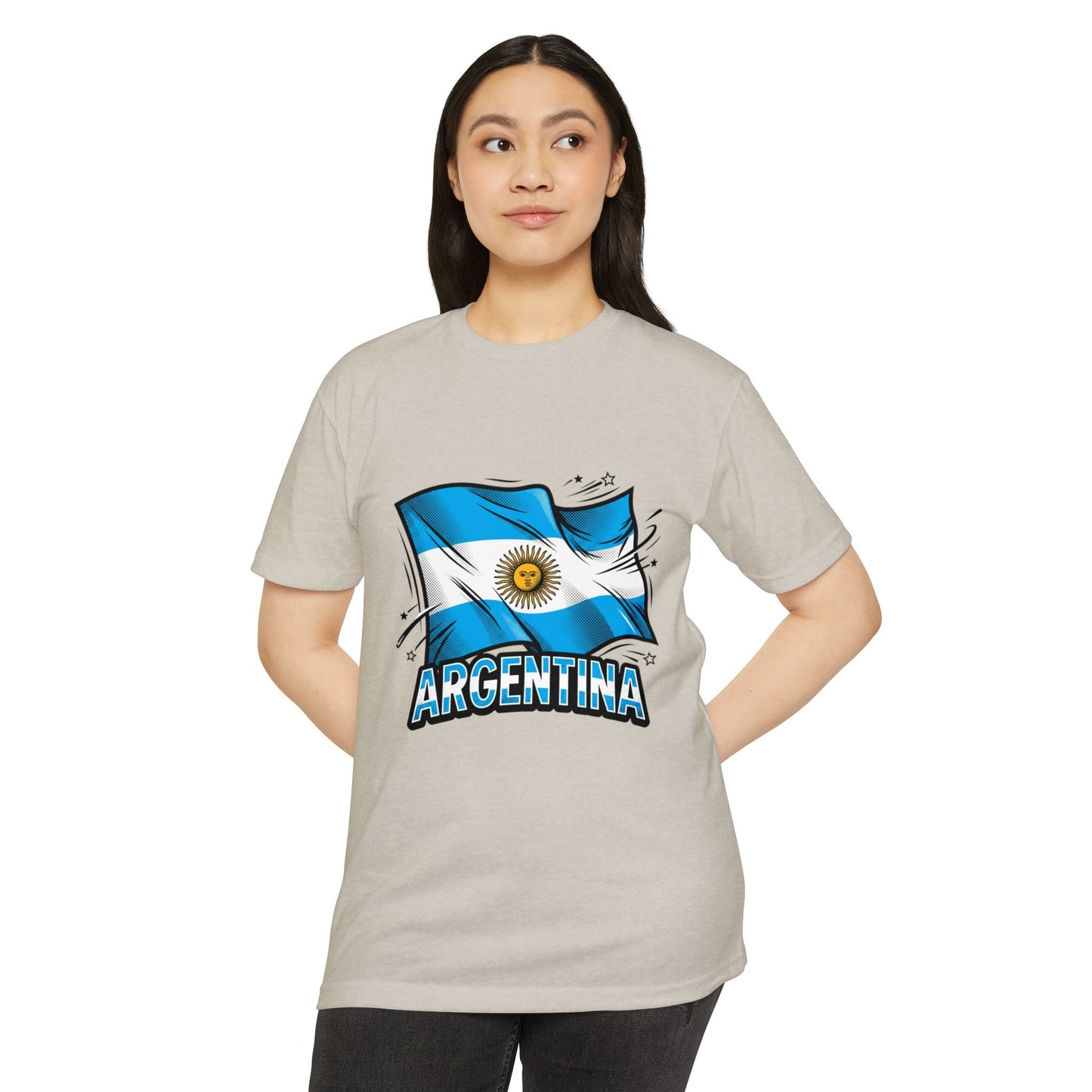 Argentina Flag Waving Graphic T-Shirt