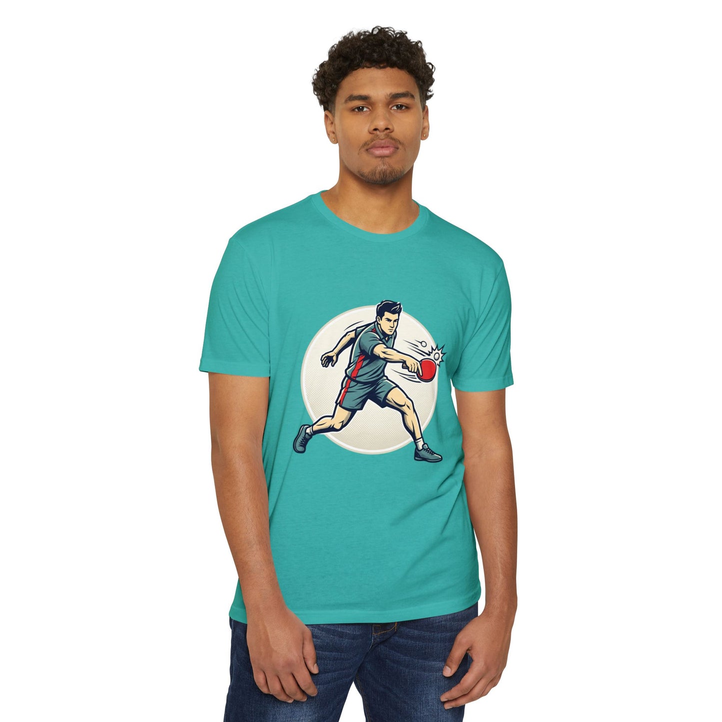 Table Tennis Player Illustration T-Shirt — Ping Pong Athlete Graphic Tee
