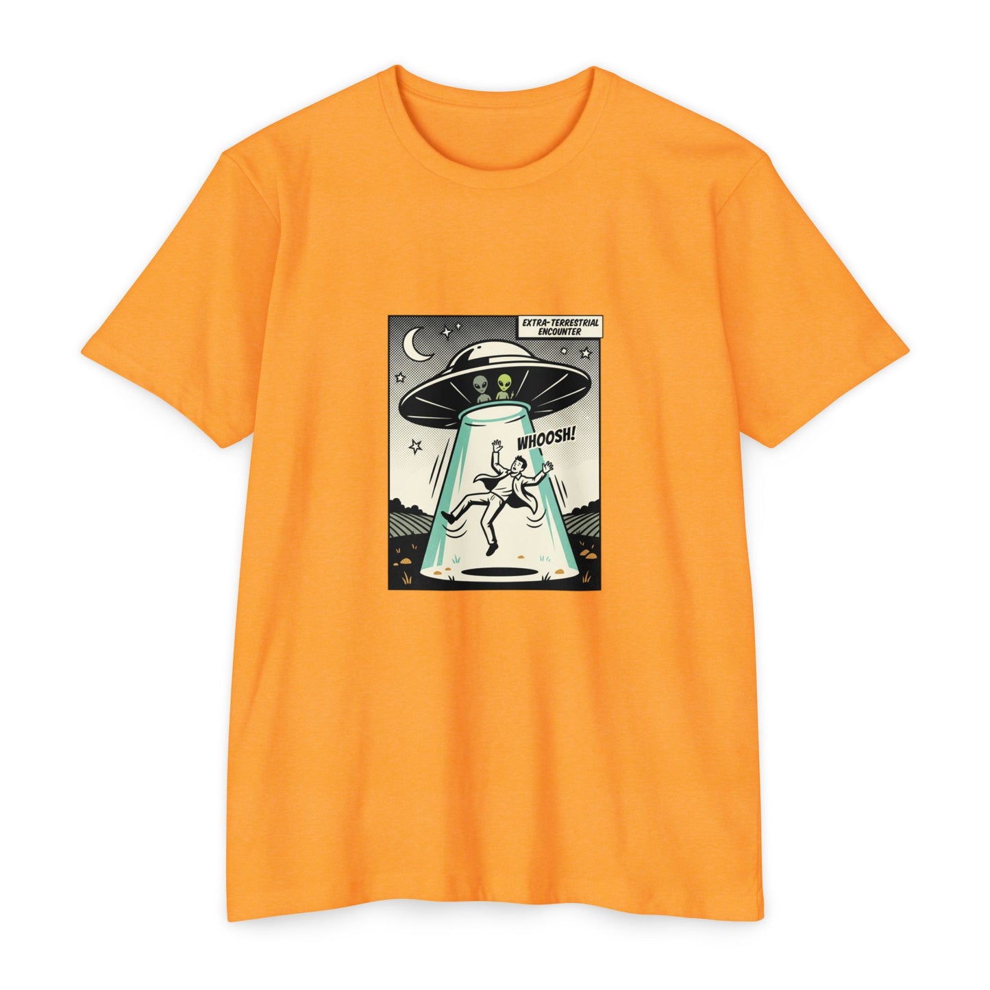Alien Abduction Graphic Tee — Retro UFO Comic Design
